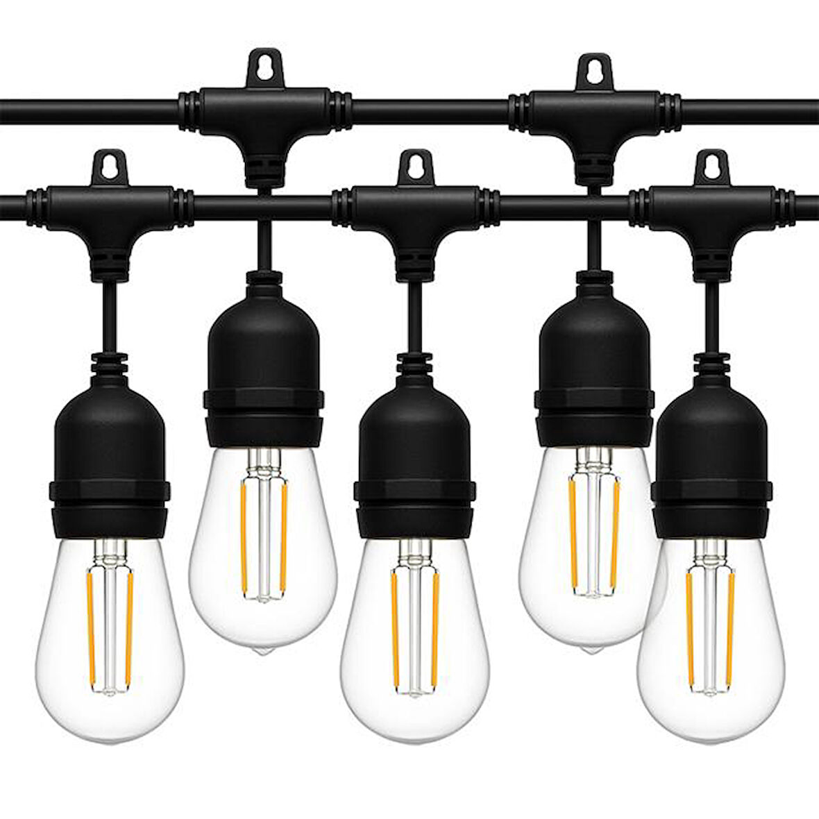 Ledx KB00001 5'Li E27 Duy Sıralı 5 Metre Lamba Kablosu (5 Adet Duy İçerir)
