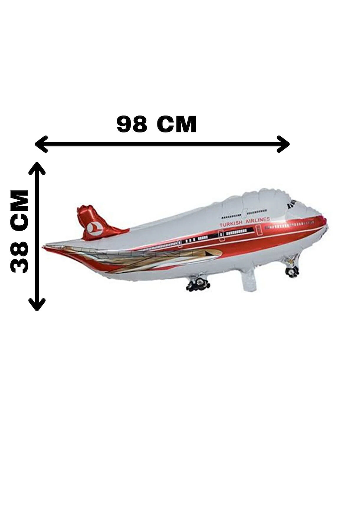 Folyo Uçak Balon Kırmızı Beyaz Helyum Uyumlu 98×38 Cm Dogum Günü Parti Balonu