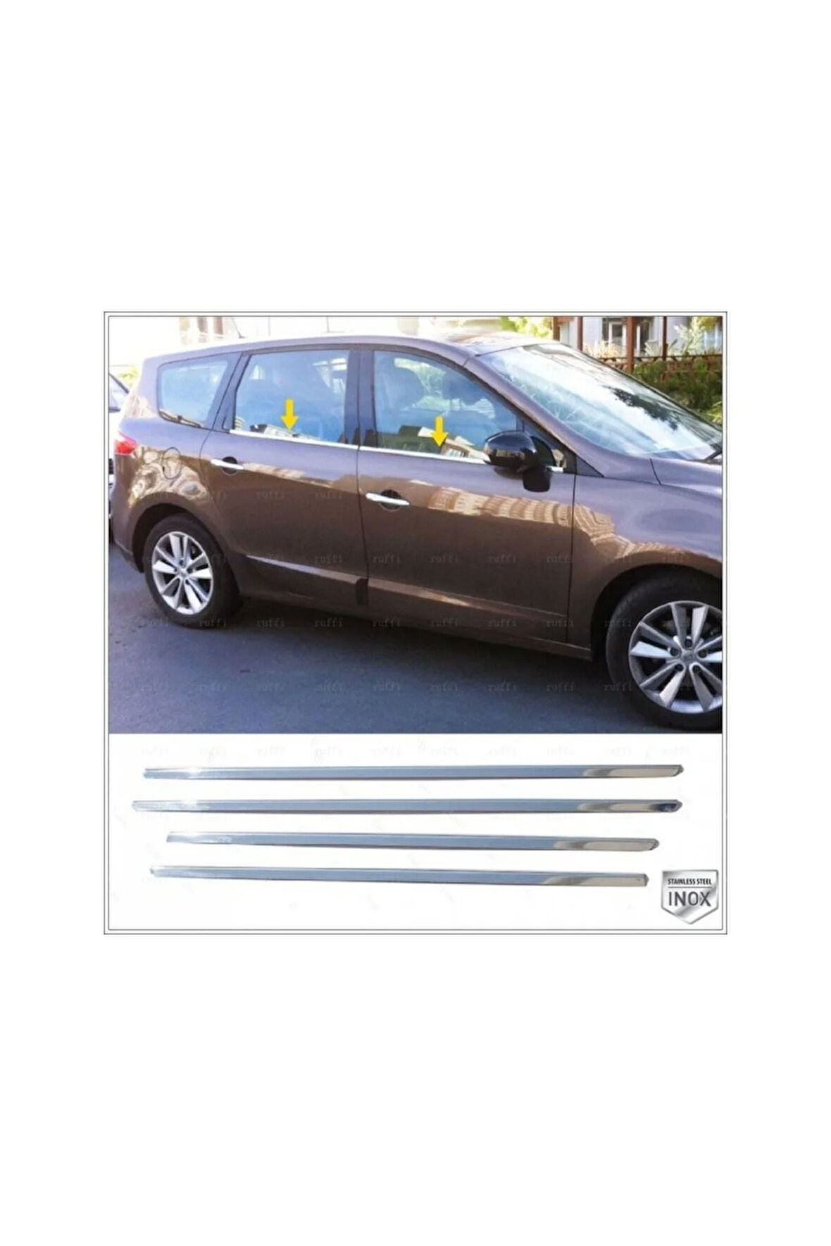 Renault Scenic 3 Krom Cam Çıtası 4 Prç. 2009-2016 Arası Paslanmaz Çelik