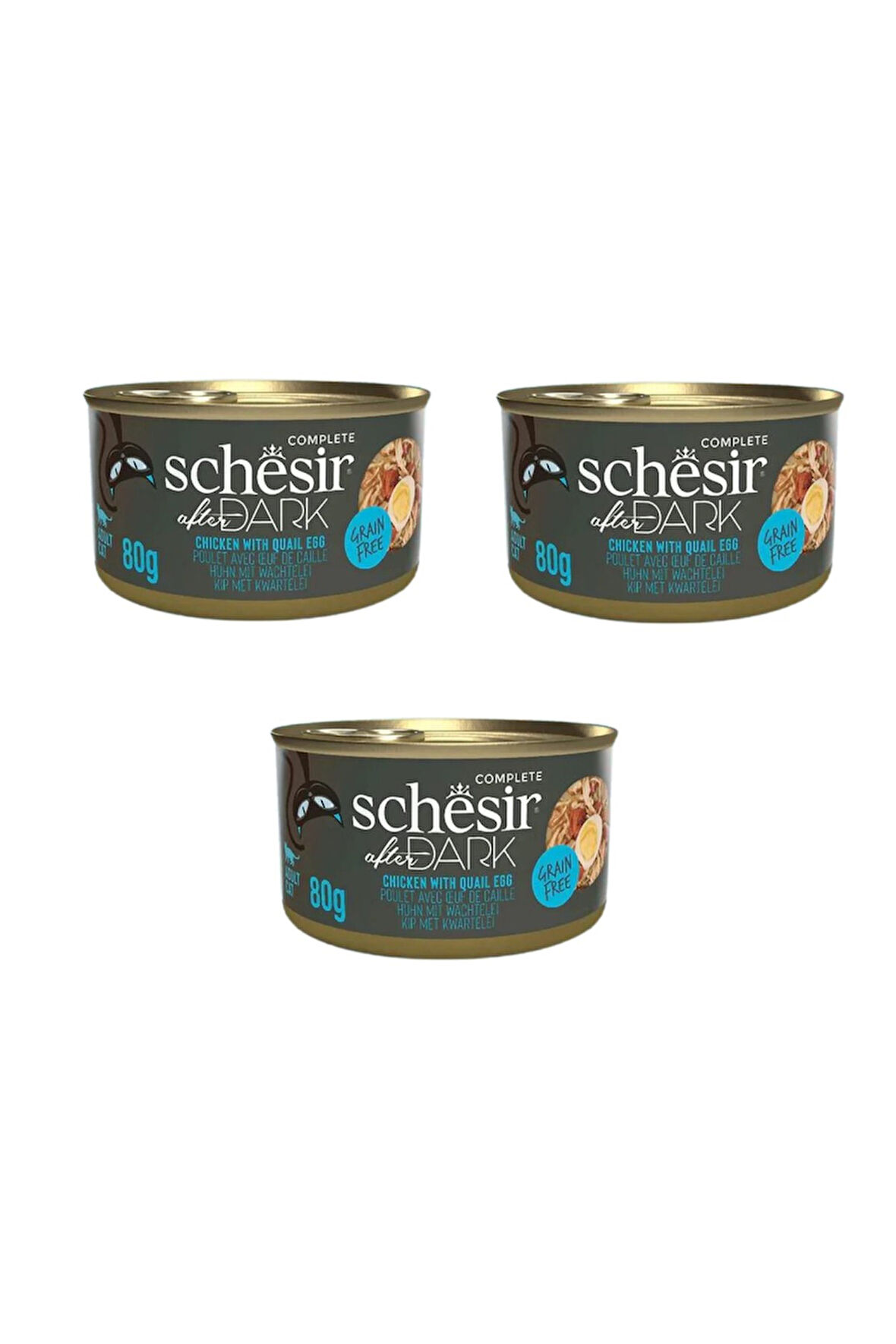 Schesir After Dark Parça Etli Tavuk ve Bıldırcın Yumurtalı Kedi Konserve 80 Gr. X 3 Adet