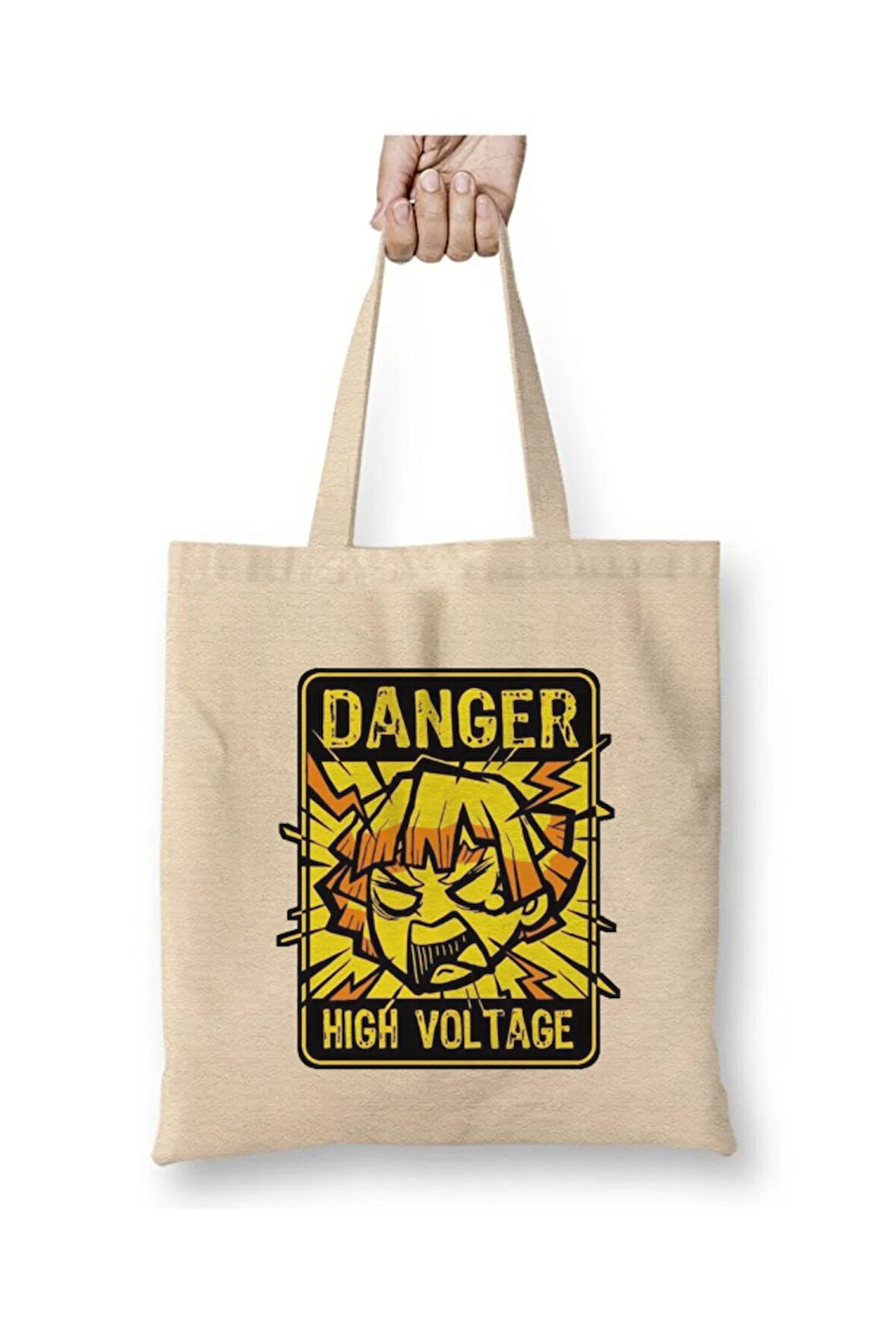 Demon Slayer Zenitsu Bez Çanta Uzun Saplı Alışveriş Çantası Plaj Çantası