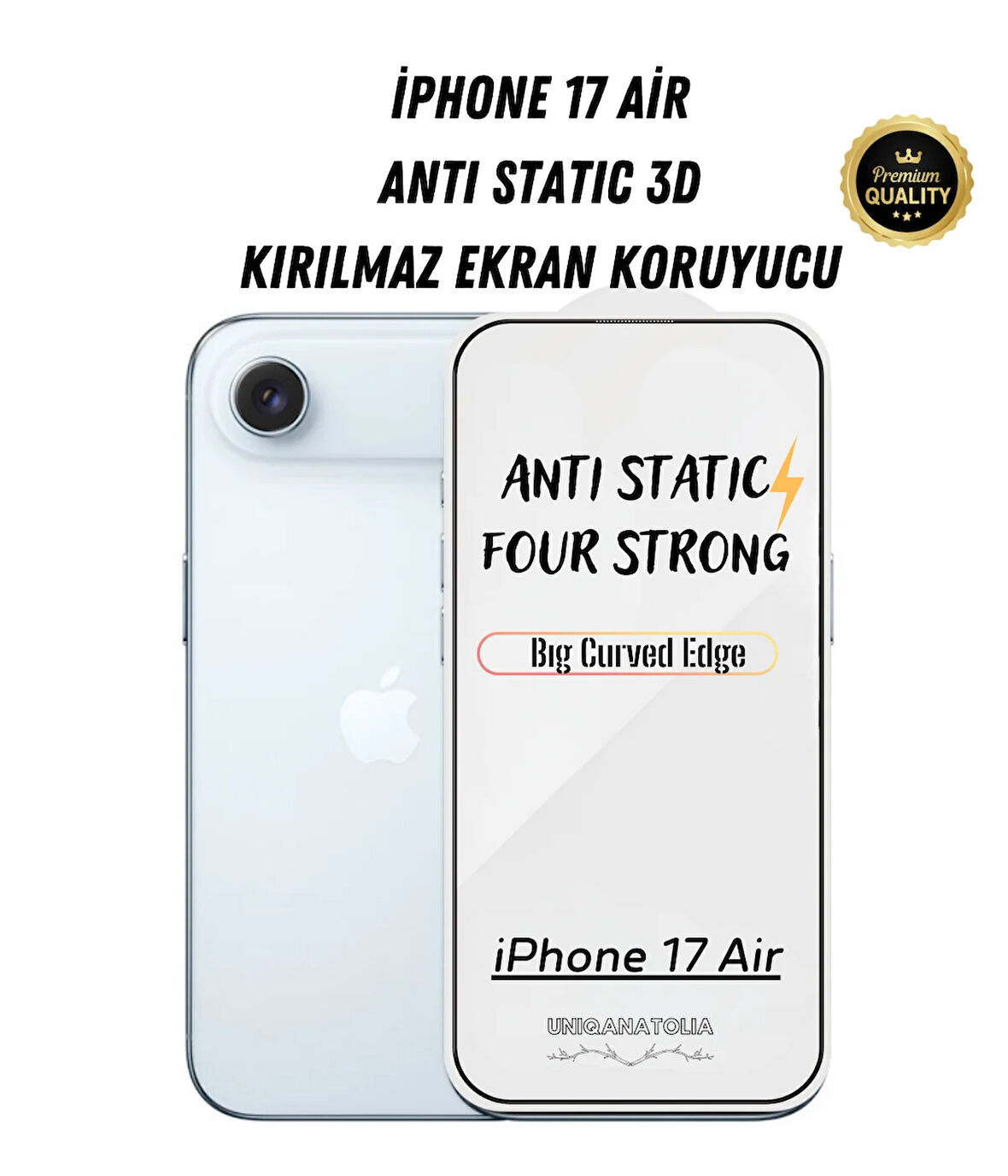 iPhone 17 Air Anti-Static 3D Toz Tutmayan Kırılmaz Ekran Koruyucu