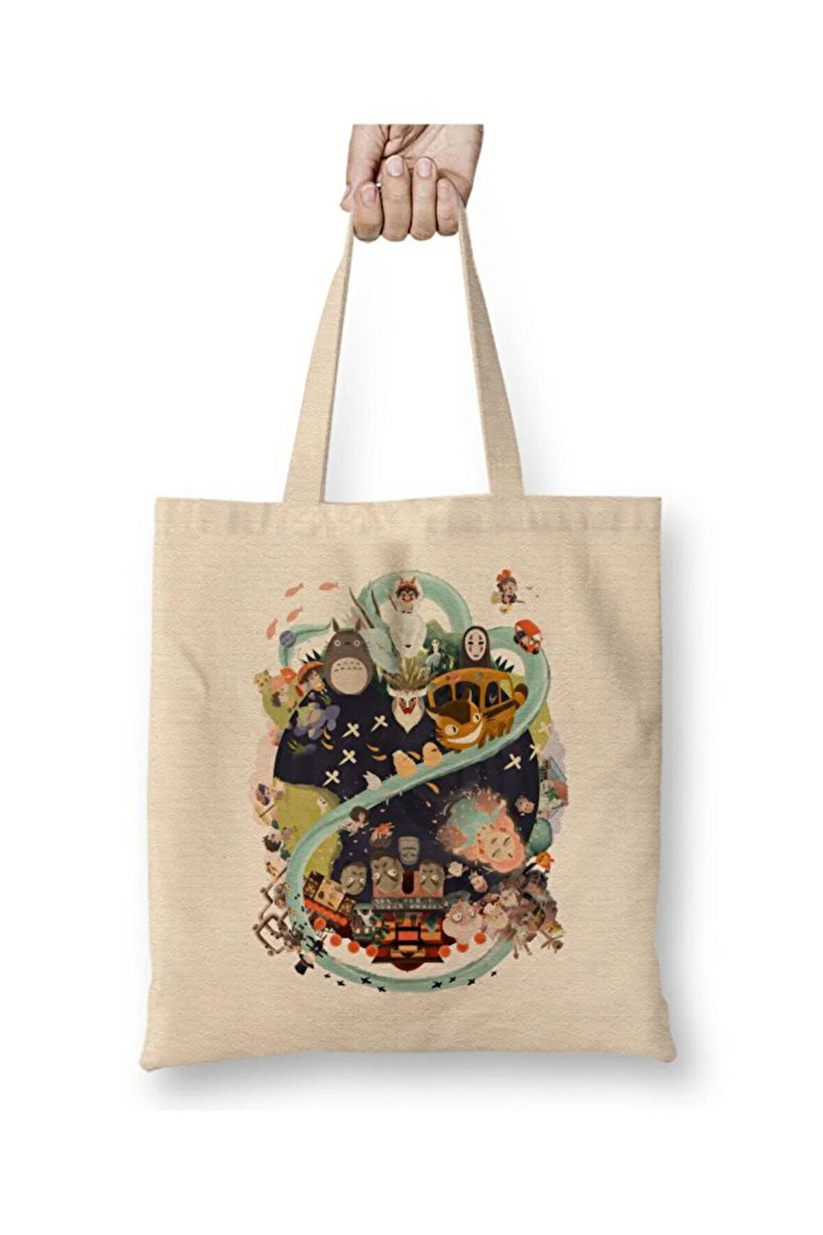 Hayao Miyazaki Bez Çanta Uzun Saplı Alışveriş Çantası Plaj Çanta