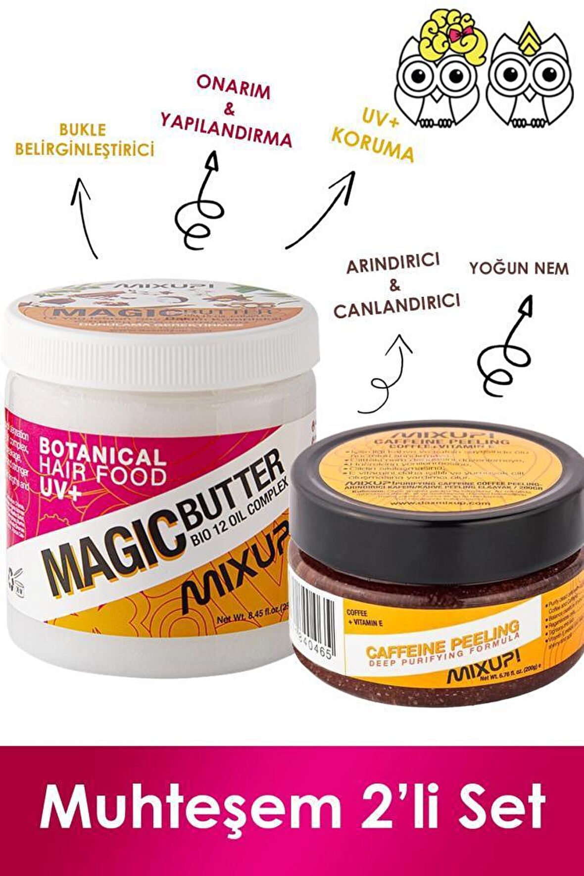 Mixup Magic Butter 12 Yağ Etkili Saç Bakımı 250 ml + Kafein El-Ayak Peeling 200 gr