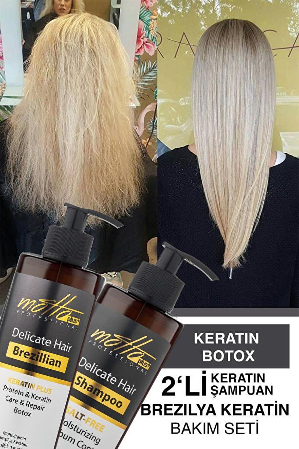 Motto Plus 2 Li Brezilya Fönü Şampuan+ Keratin 400ml Bakım Seti 