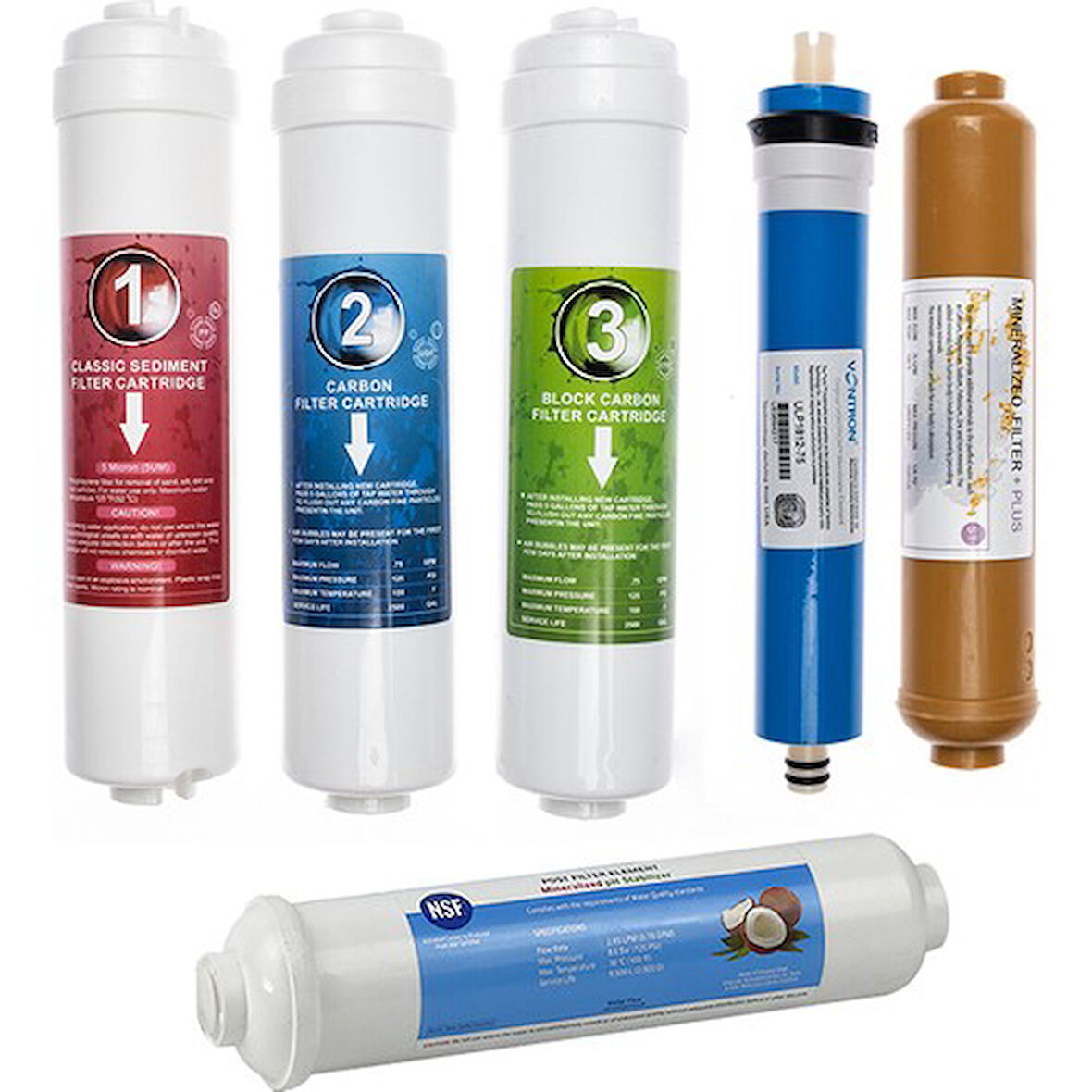 Sulook Kapalı Kasa Su Arıtma Cihazlarına Uyumlu 6'lı Filtre Seti Vontron Membranlı