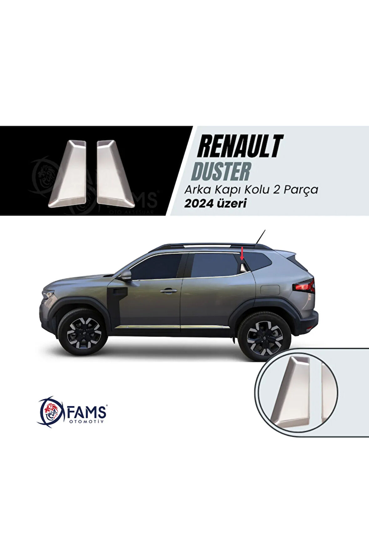 Renault Duster 2024 Üzeri Için Krom Arka Kapı Kolu 2 Kapı Paslanmaz Çelik