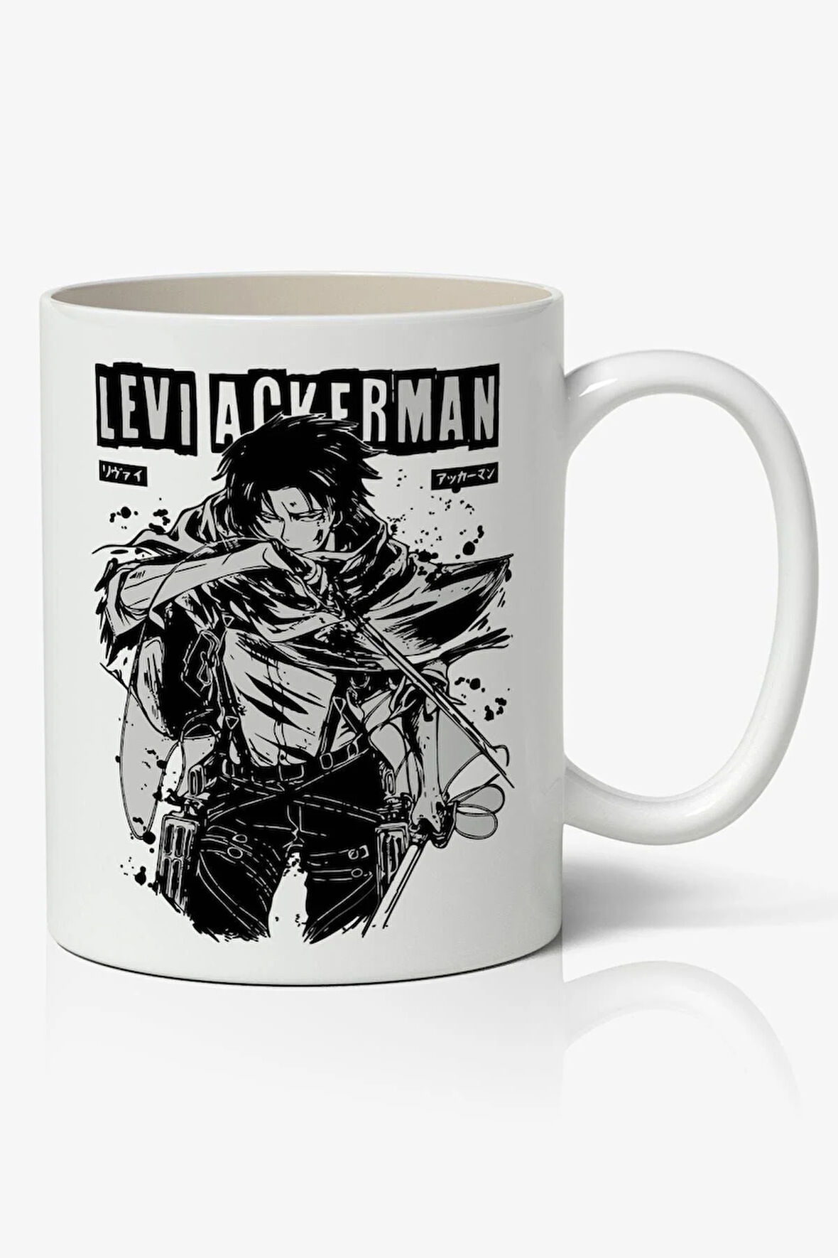 Levi Ackerman Anime Temalı Beyaz Kupa Bardak Sevgiliye Arkadaşa Hediye