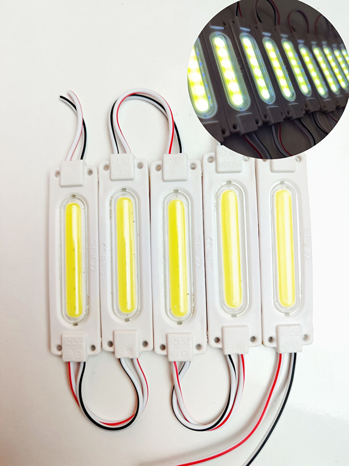 Cob Ledli Su Geçirmez Mercekli Beyaz Neon Parmak Led 5 Adet