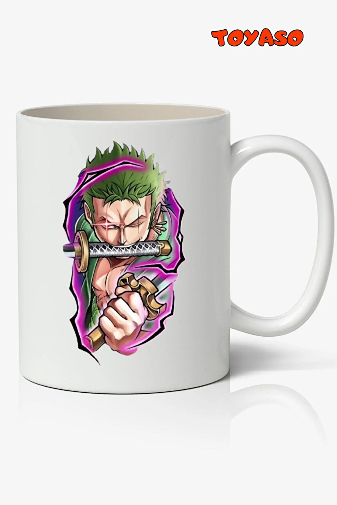 One Piece Roronoa Zoro Anime Temalı Beyaz Kupa Bardak Sevgiliye Arkadaşa Hediye