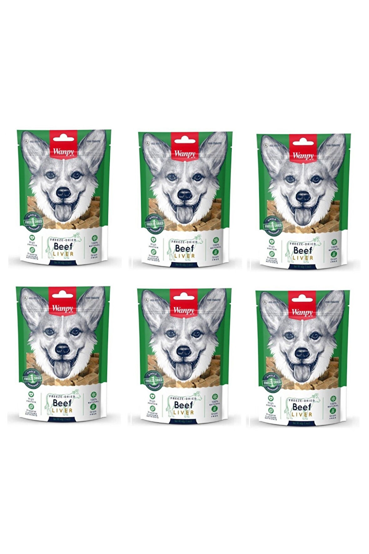 Wanpy Kurutulmuş Dana Ciğeri Köpek Ödülü 40 Gr. X 6 Adet