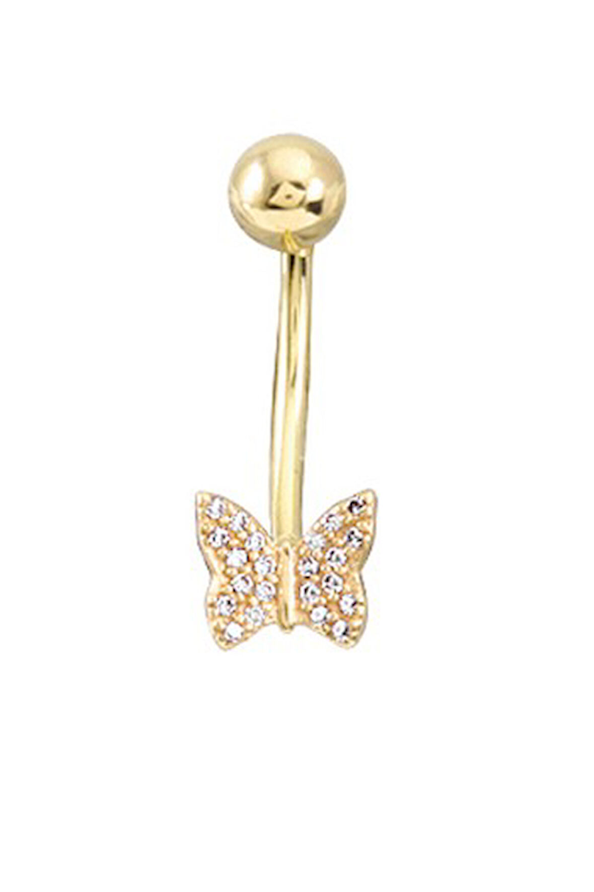 Altın Mini Kelebekli Göbek Piercingi