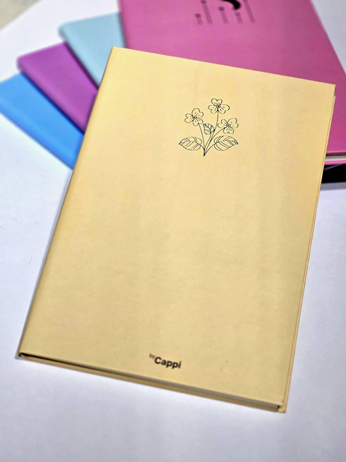 Bycappi Sarı Çiçek Desenli Yazılı A4 160 Yaprak Çizgili Not Defteri