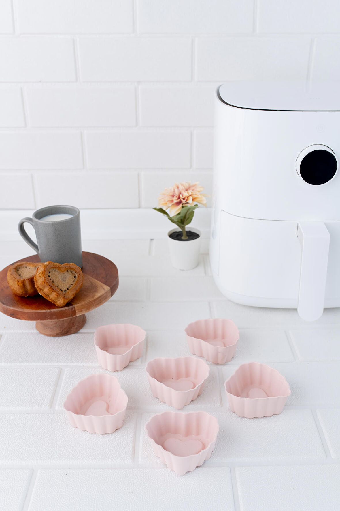 Onikiden Airfryer Silikon Kalp Muffin Kek Kalıbı 6’lı- Tüm Hava Fritözleriyle Uyumlu Sl11