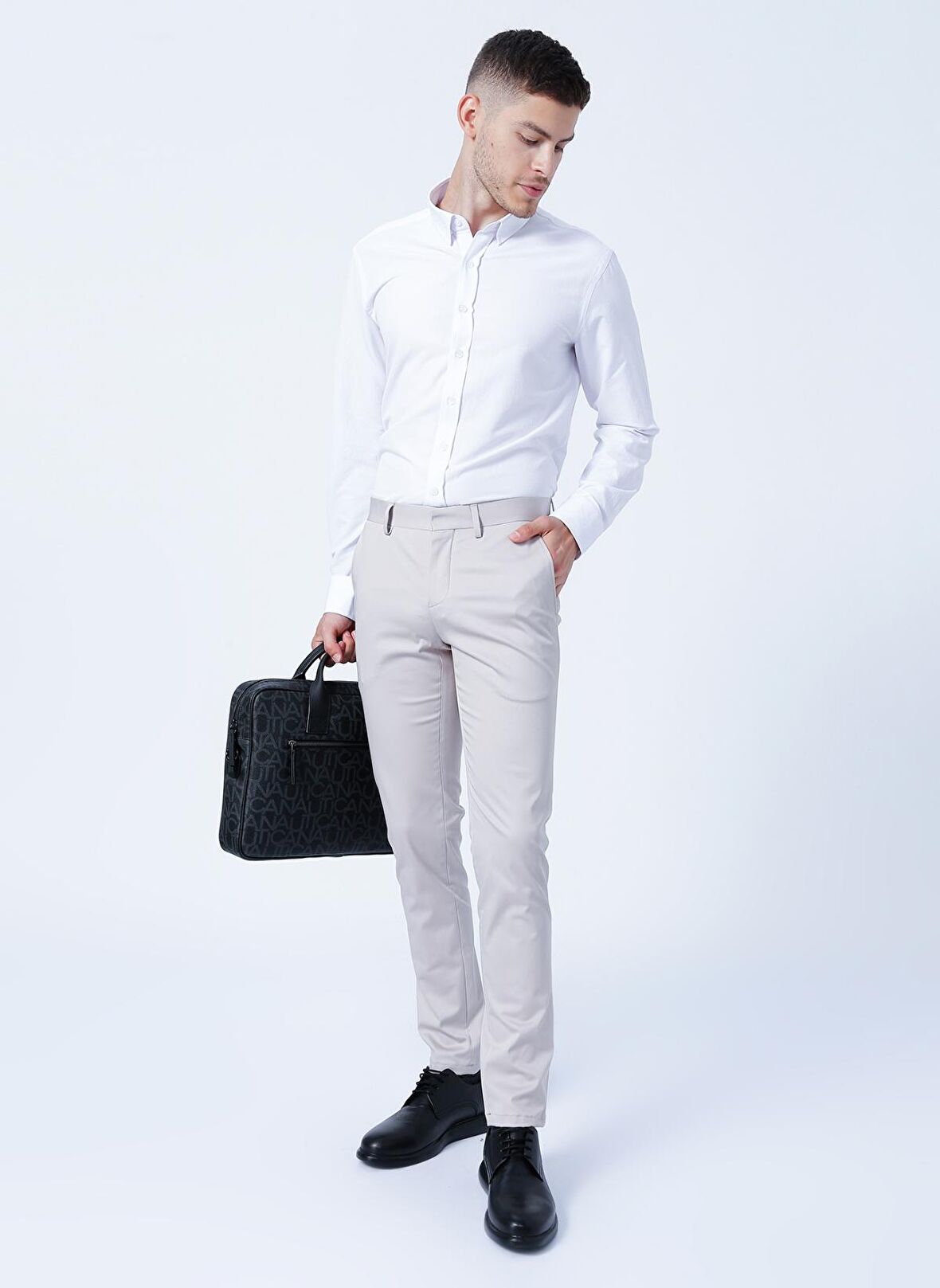 Erkek Taş Slim Fit Dar Kesim Yan Cepli Esnek Pantolon