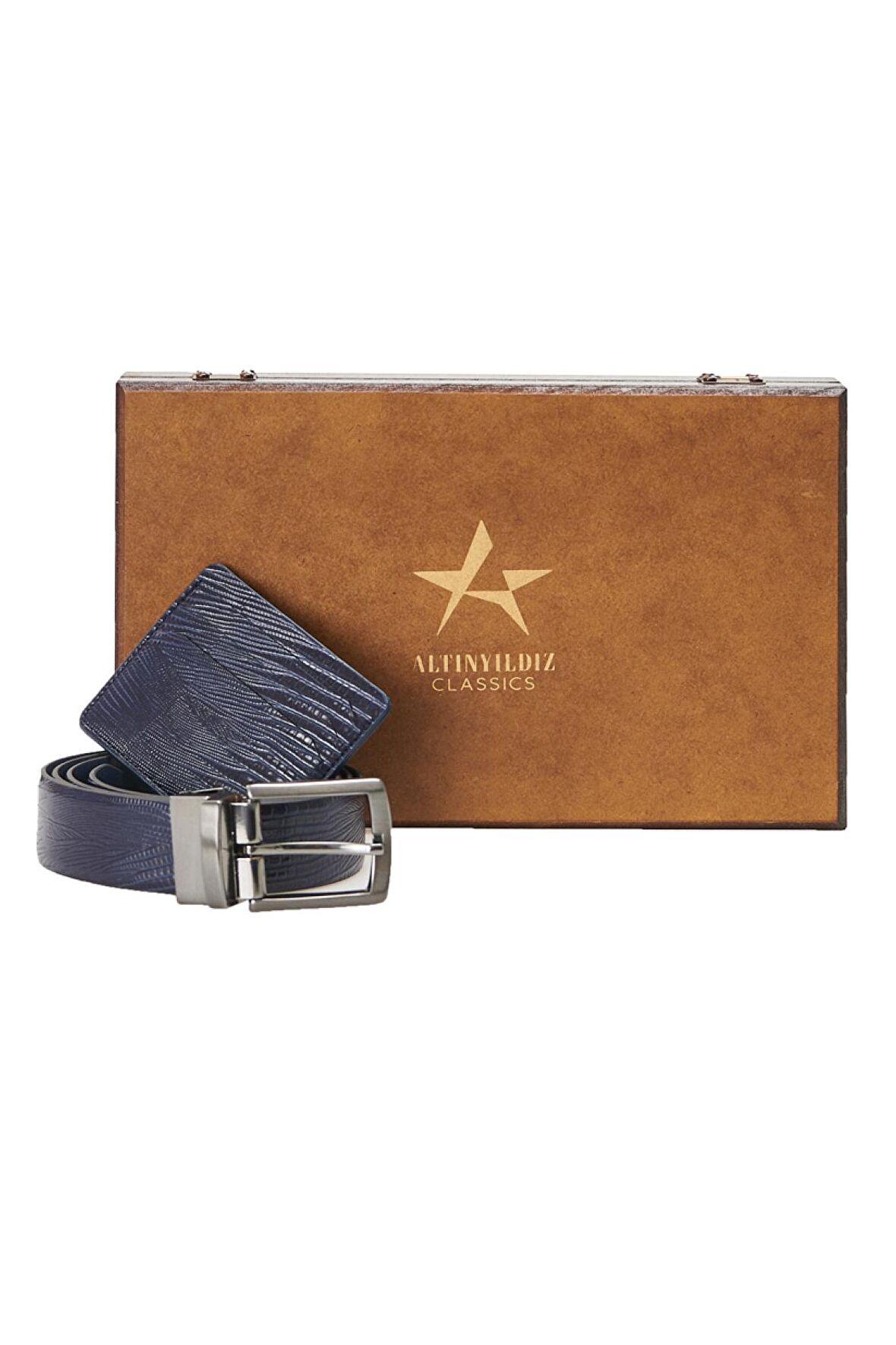 Erkek Lacivert Kemer - Kartlık Aksesuar Set
