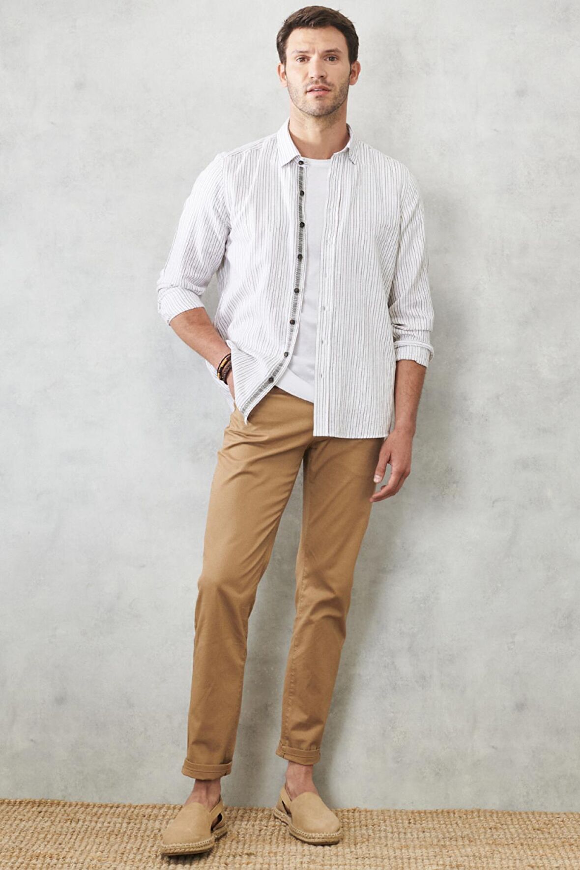 Erkek Camel Slim Fit Dar Kesim 5 Cep Esnek Chino Pantolon