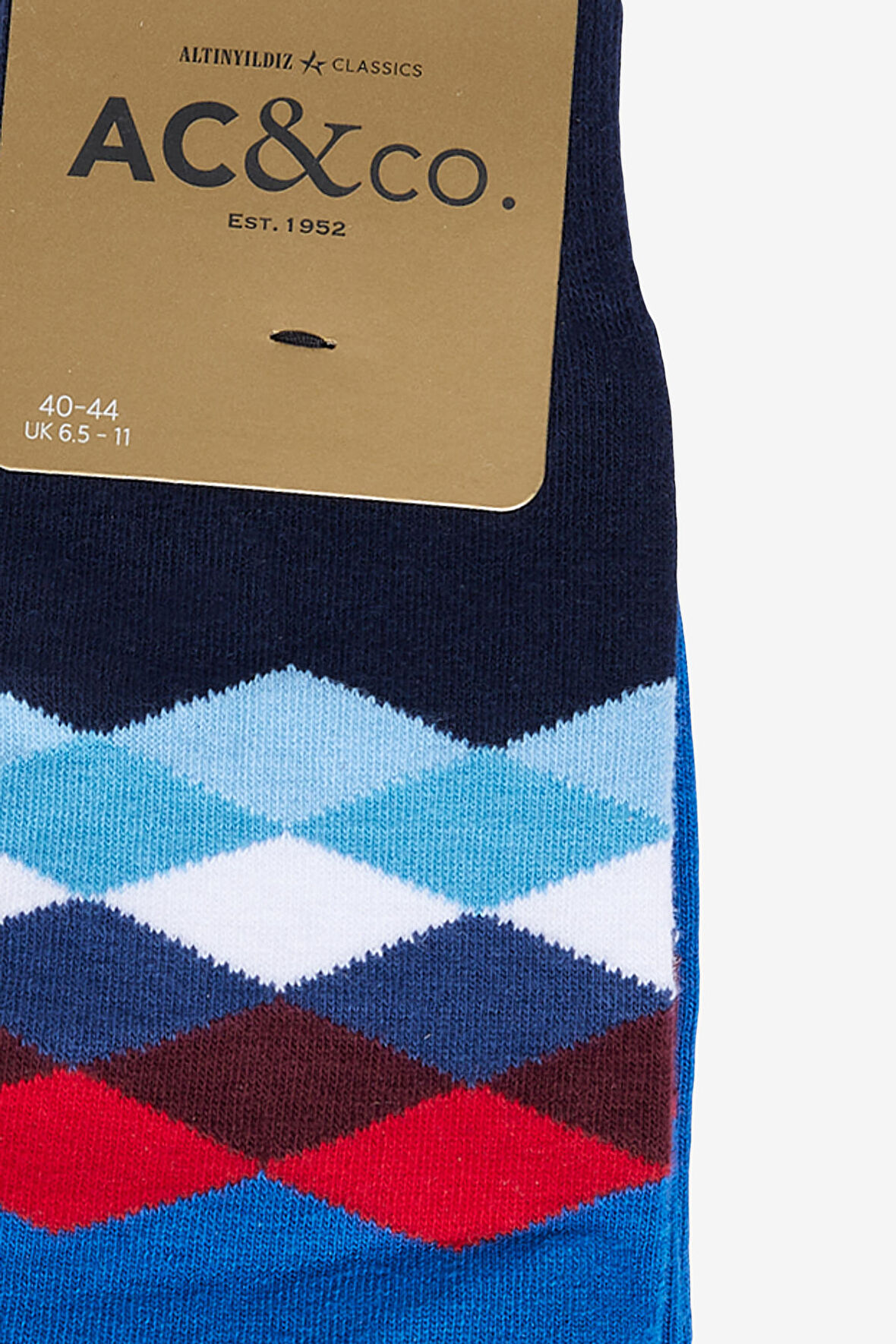 Erkek Mavi Desenli Mavi Pamuklu Casual Çorap