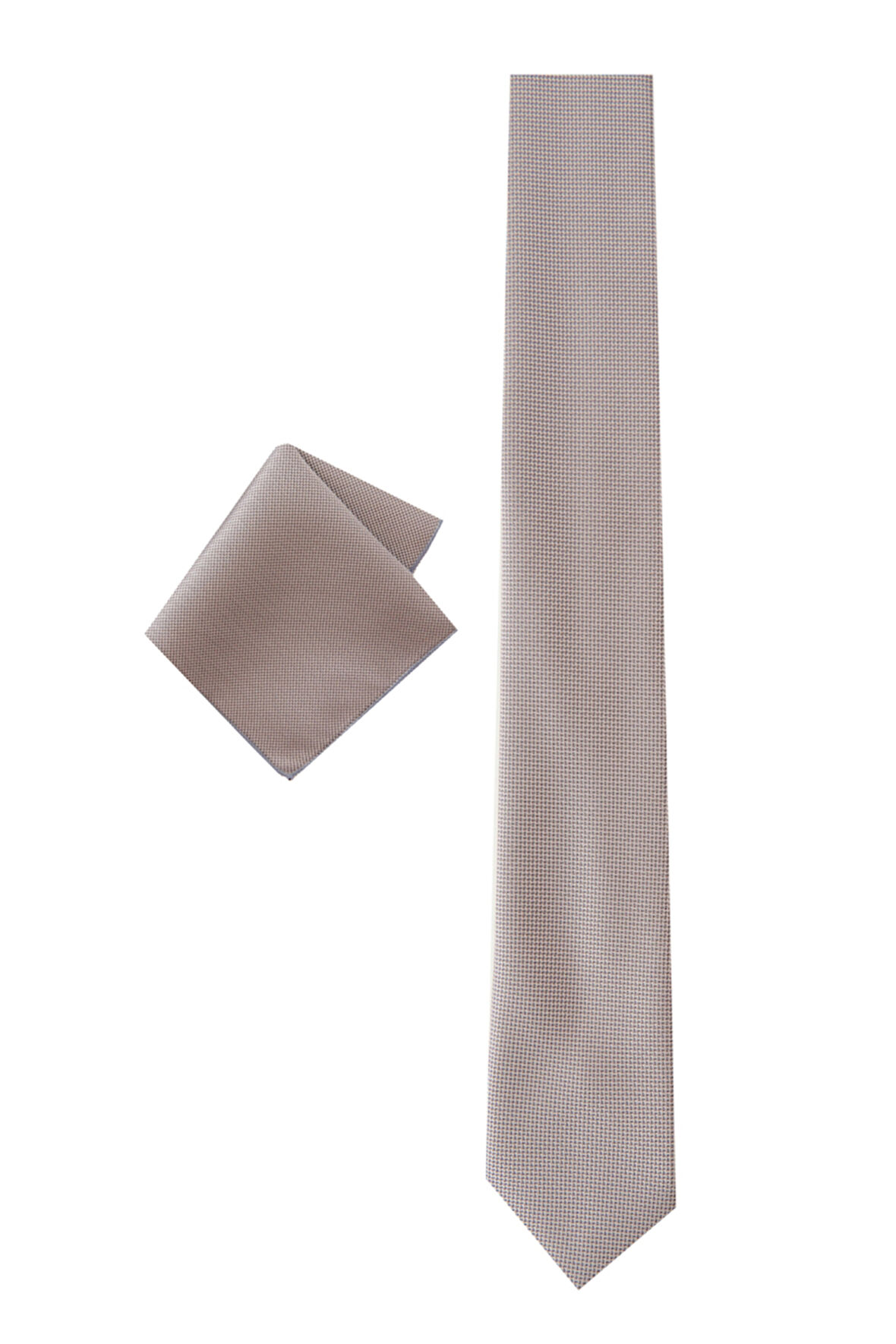 Standart Fit Düz Antrasit Kravat-Mendil Set