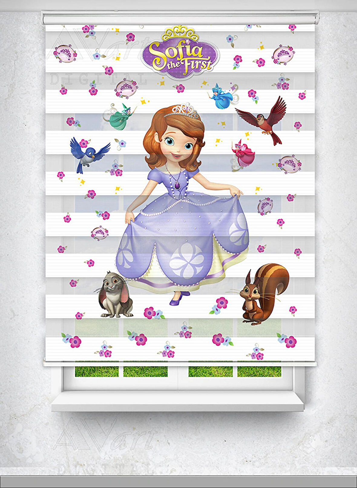 Prenses Sofia Basklı Çocuk Odası Perdesi - Dijital Baskılı Zebra Stor Perde