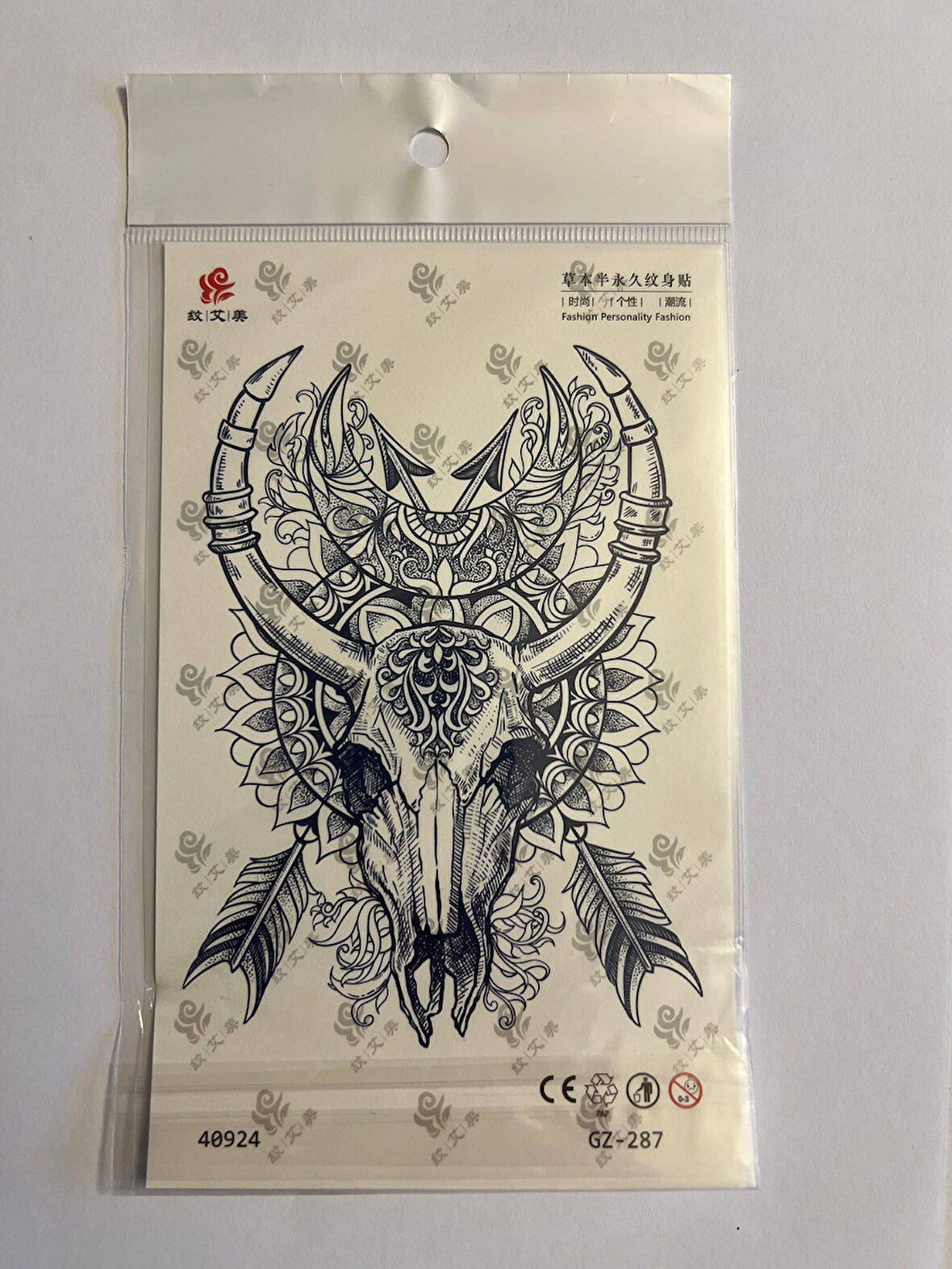 İskelet Boğa 18x11 cm  1 Ay kalıcı Geçici Dövme Yapıştırma Dövme