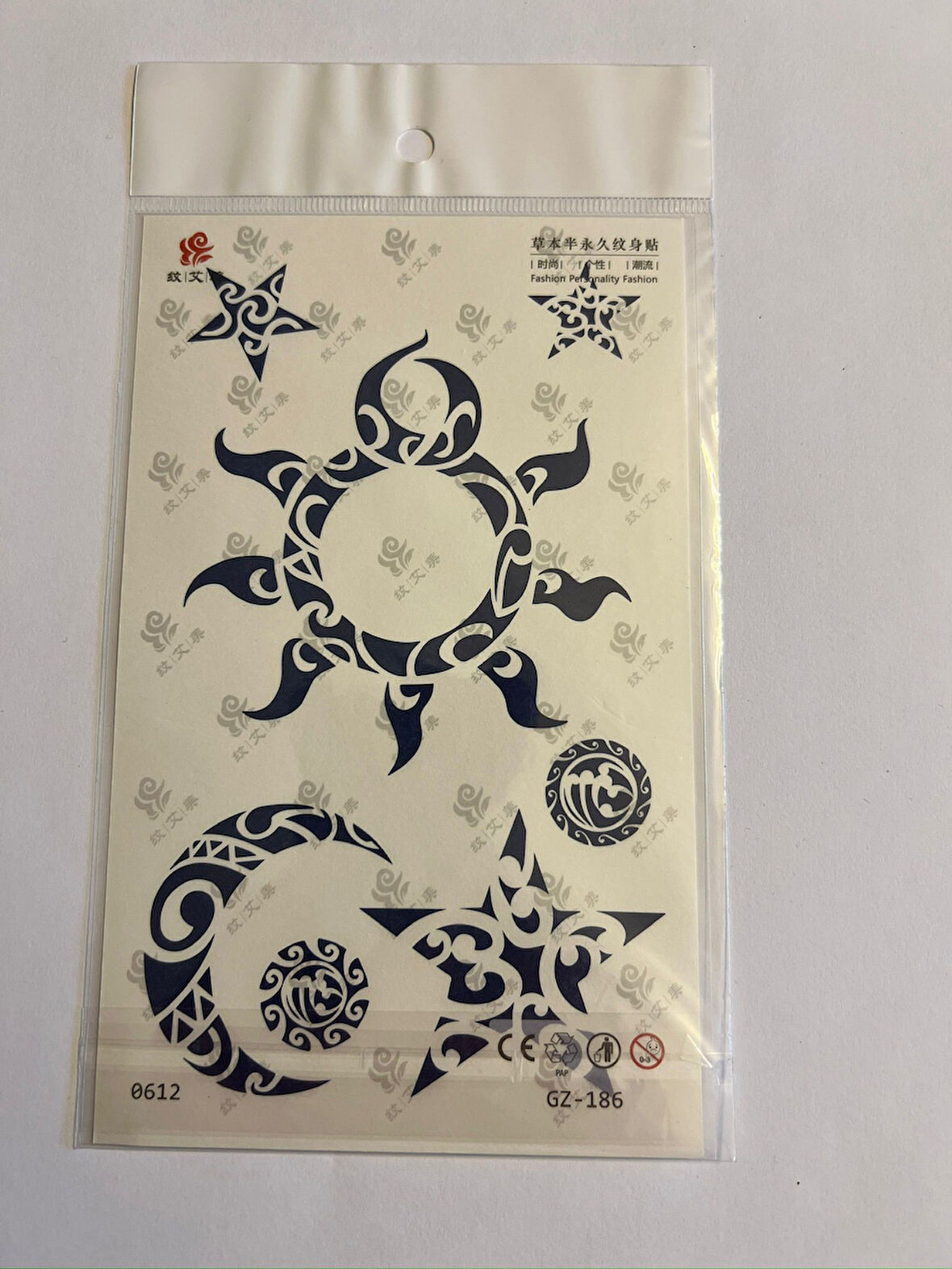 Ay Güneş Yıldız 18x11 cm  1 Ay kalıcı Geçici Dövme Yapıştırma Dövme