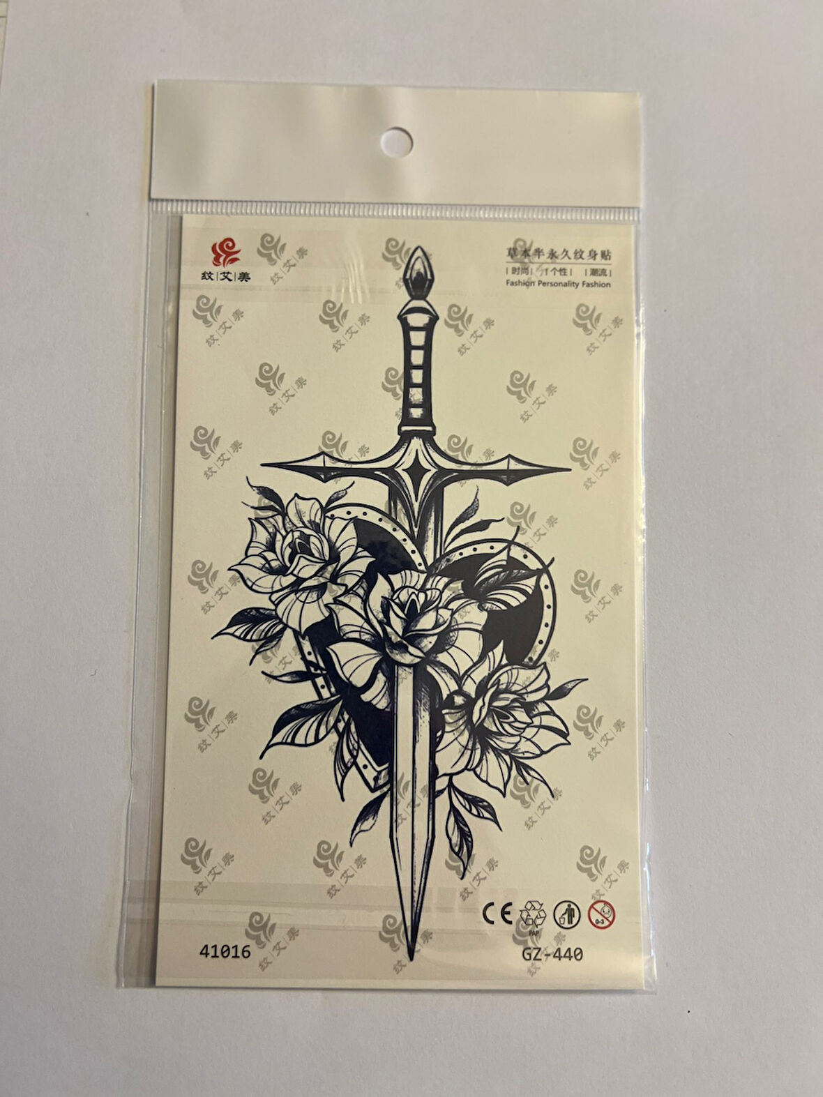 Kılıç 18x11 cm 1 Ay kalıcı Geçici Dövme Yapıştırma Dövme