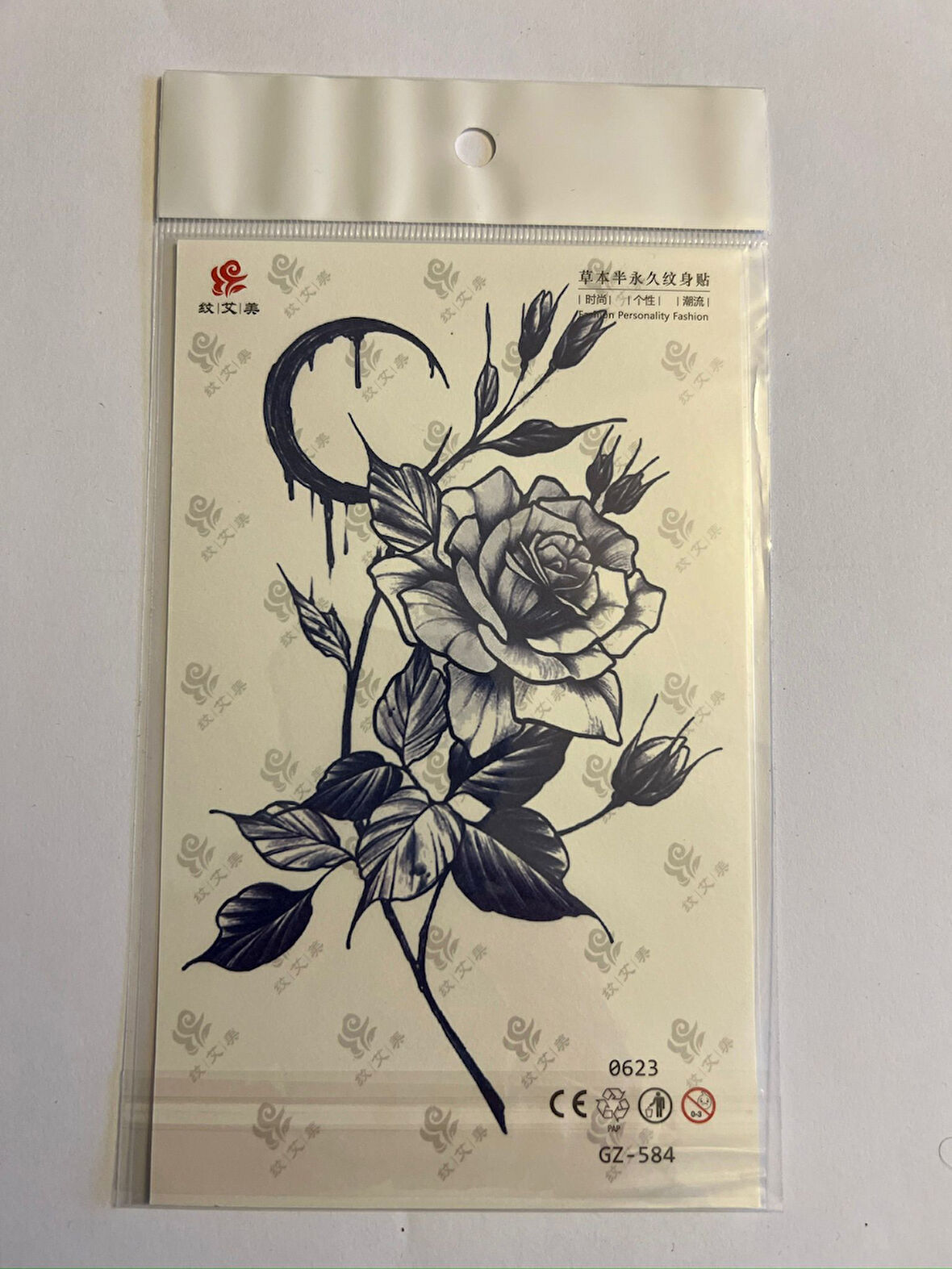 Gül 18x11 cm  Aylık Yarı Kalıcı kalıcı Geçici Dövme Yapıştırma Dövme