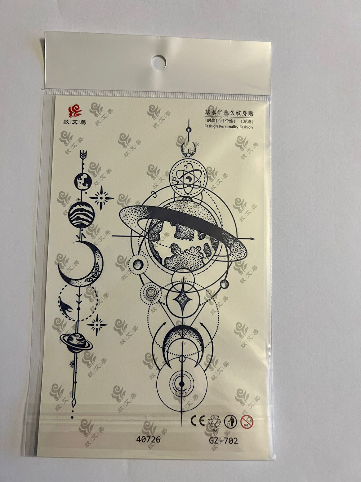 Uzay 18x11 cm  1 Ay kalıcı Geçici Dövme Yapıştırma Dövme