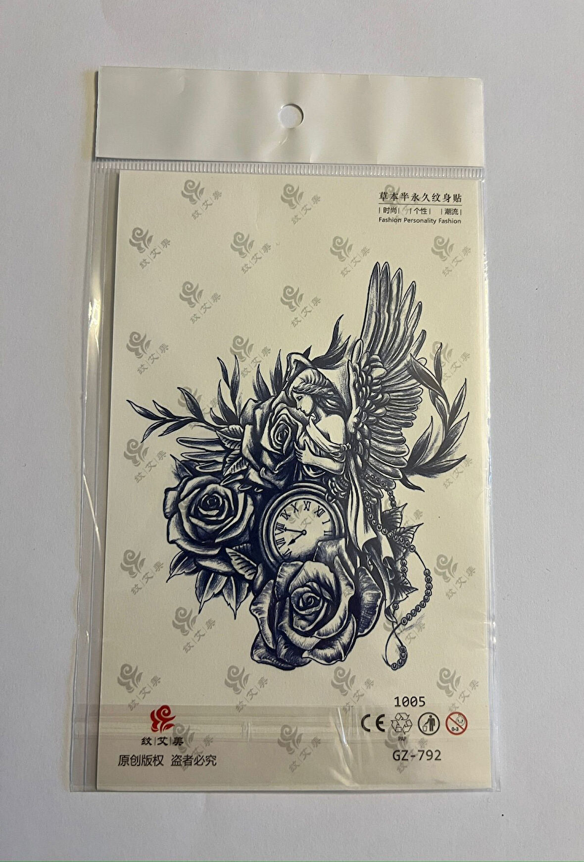 Melek Gül 18x11 cm 1 Ay kalıcı Geçici Dövme Yapıştırma Dövme