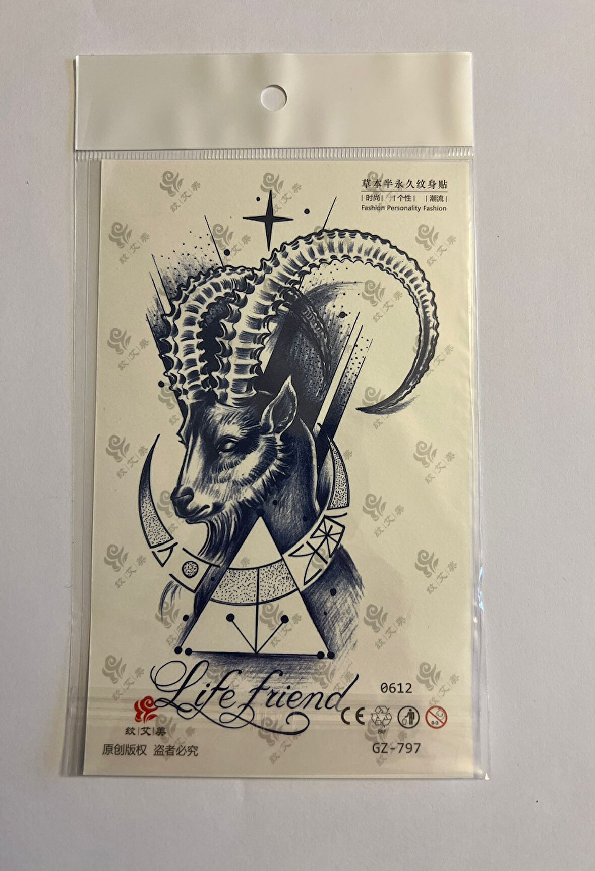 Teke 18x11 cm  1 Ay kalıcı Geçici Dövme Yapıştırma Dövme