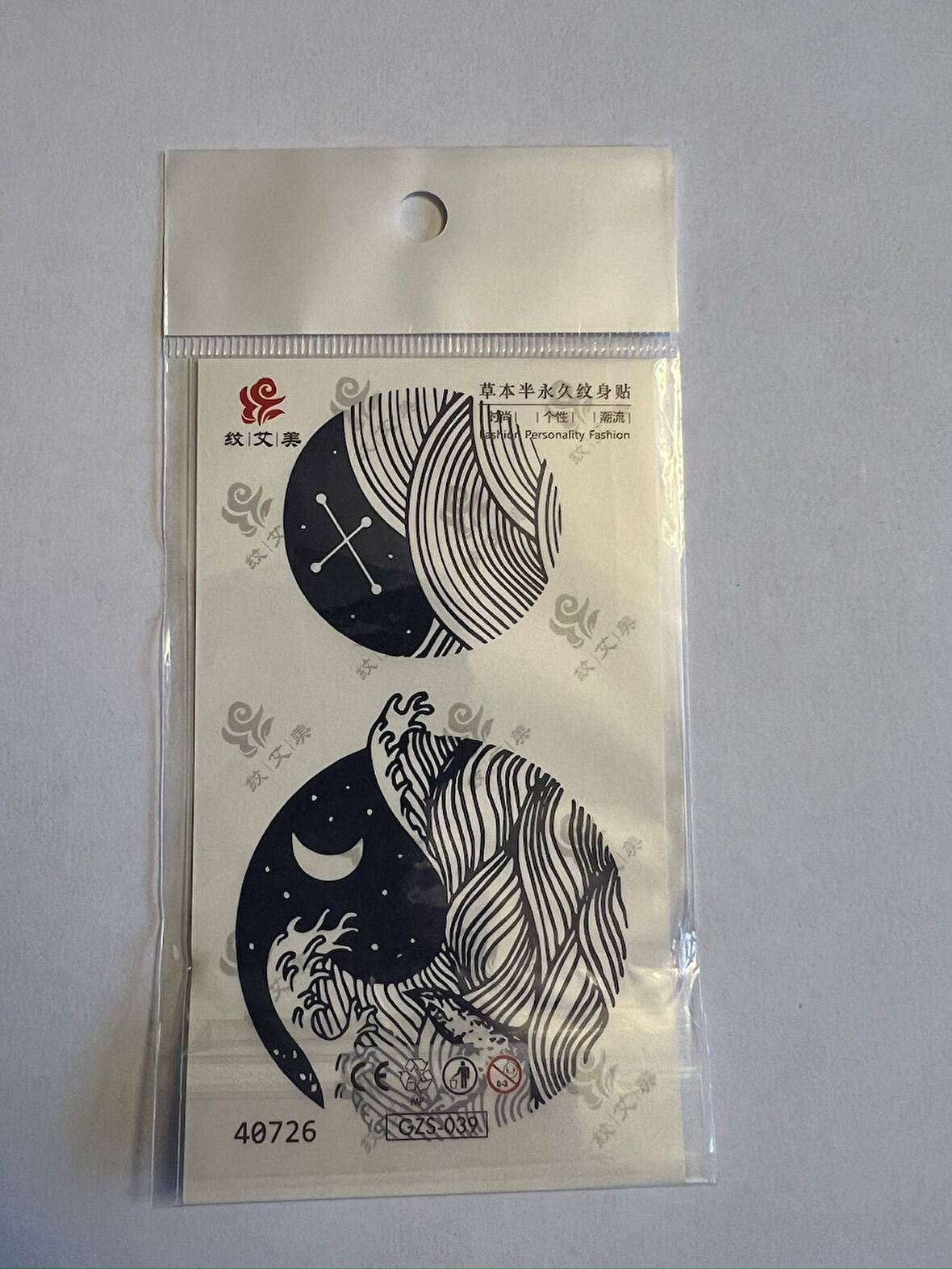 Dalga Minimal Yarı Kalıcı Hayalet Geçici Dövme Yapıştırma Dövme