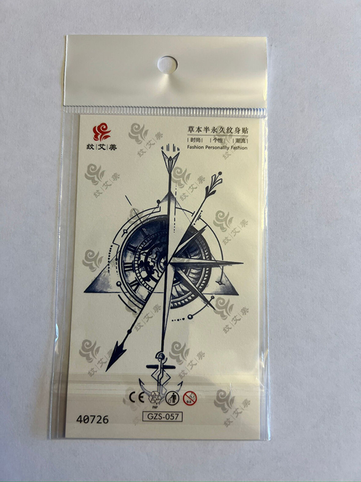 Pusula Minimal Yarı Kalıcı Hayalet Geçici Dövme Yapıştırma Dövme