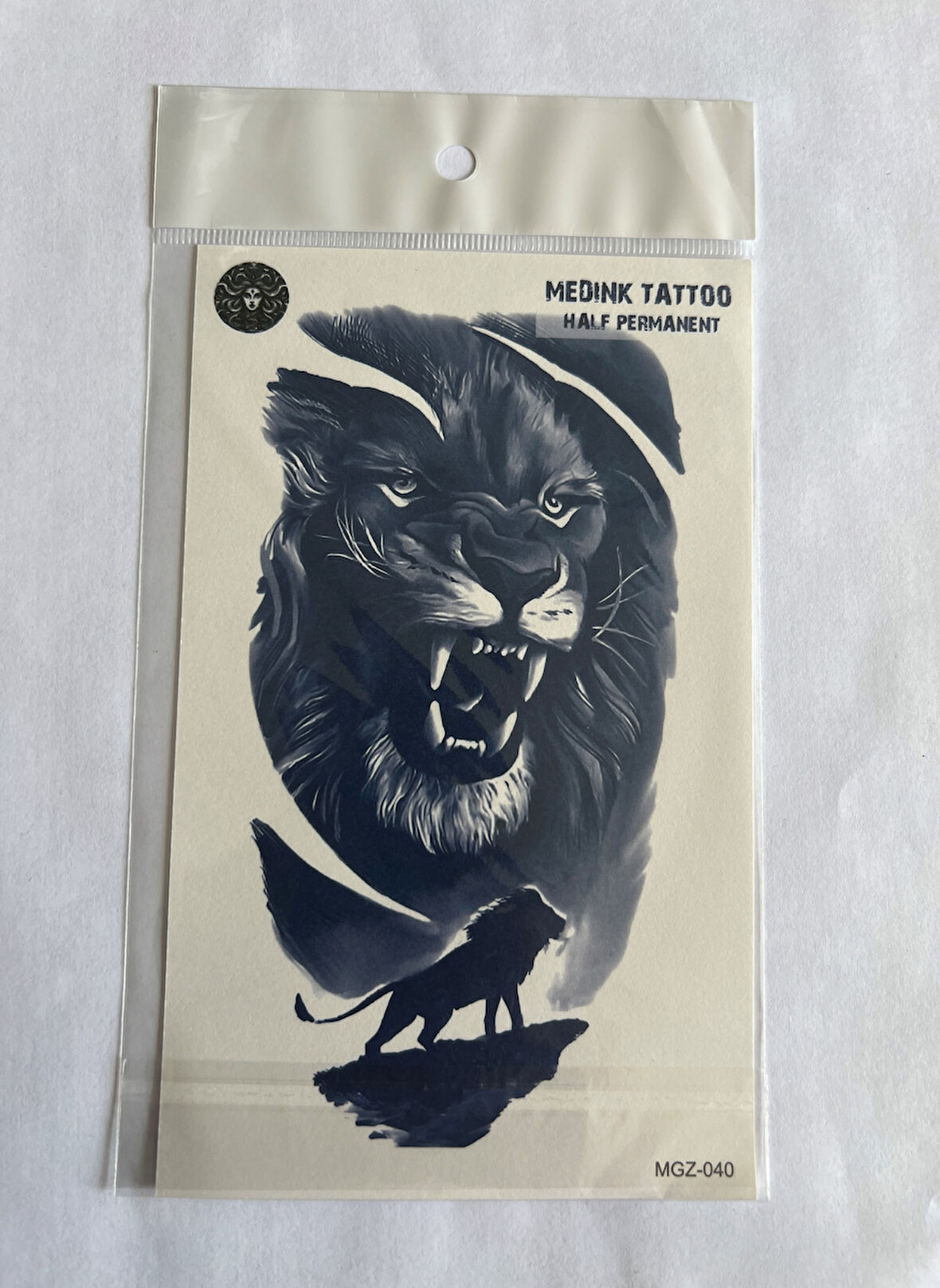 Aslan 18x11 cm Yarı Kalıcı Hayalet Geçici Dövme Yapıştırma Dövme