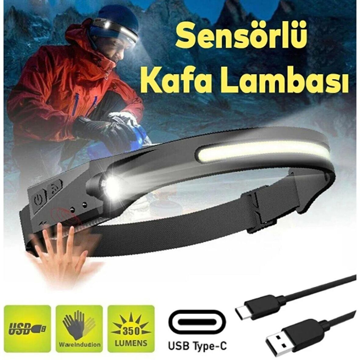 Klaus Sensörlü Kafa Lambası 5+3W 350 Lumen 1200MAH