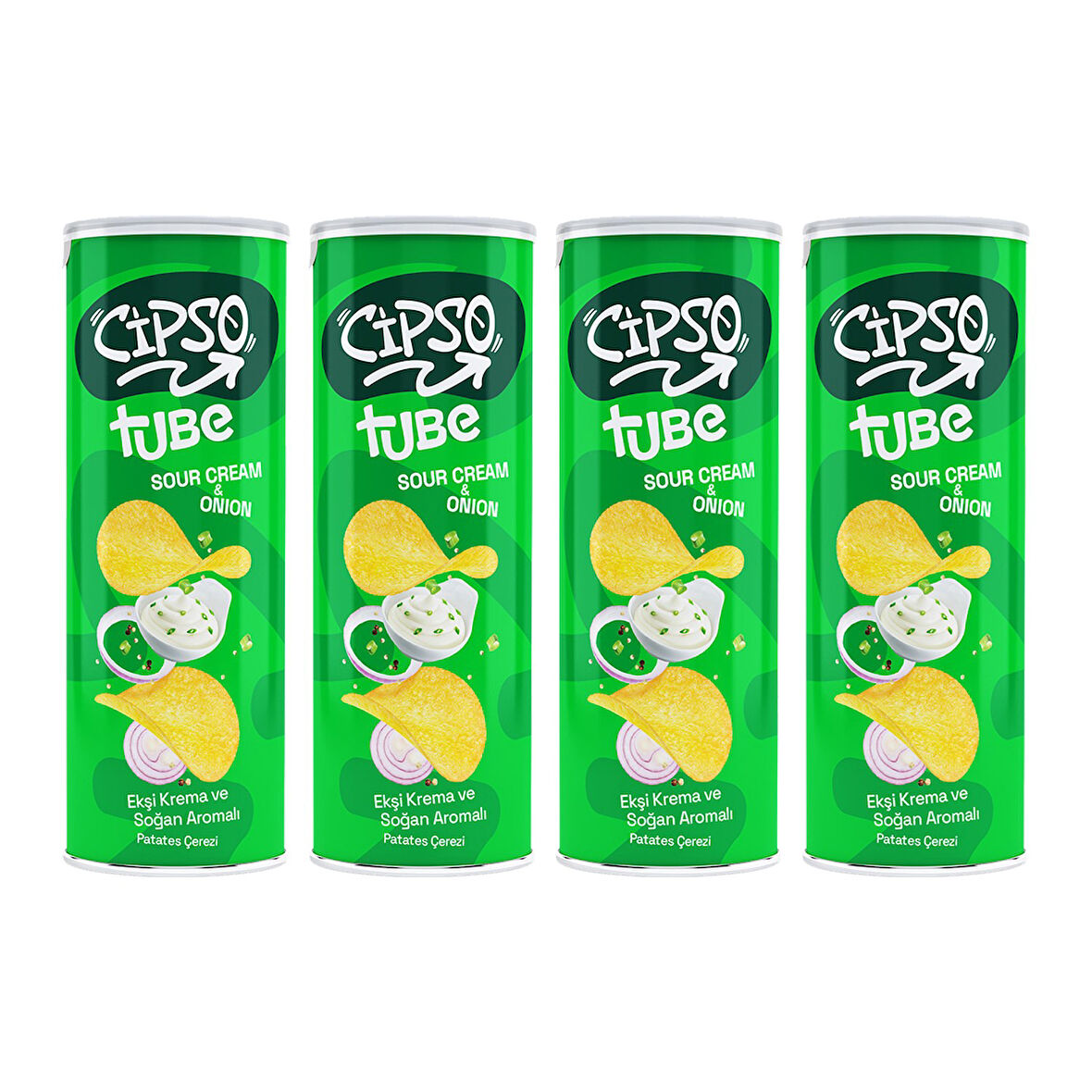 Cipso Tube Ekşi Krema&Soğan Aromalı Cips 160 gr x 4 Adet