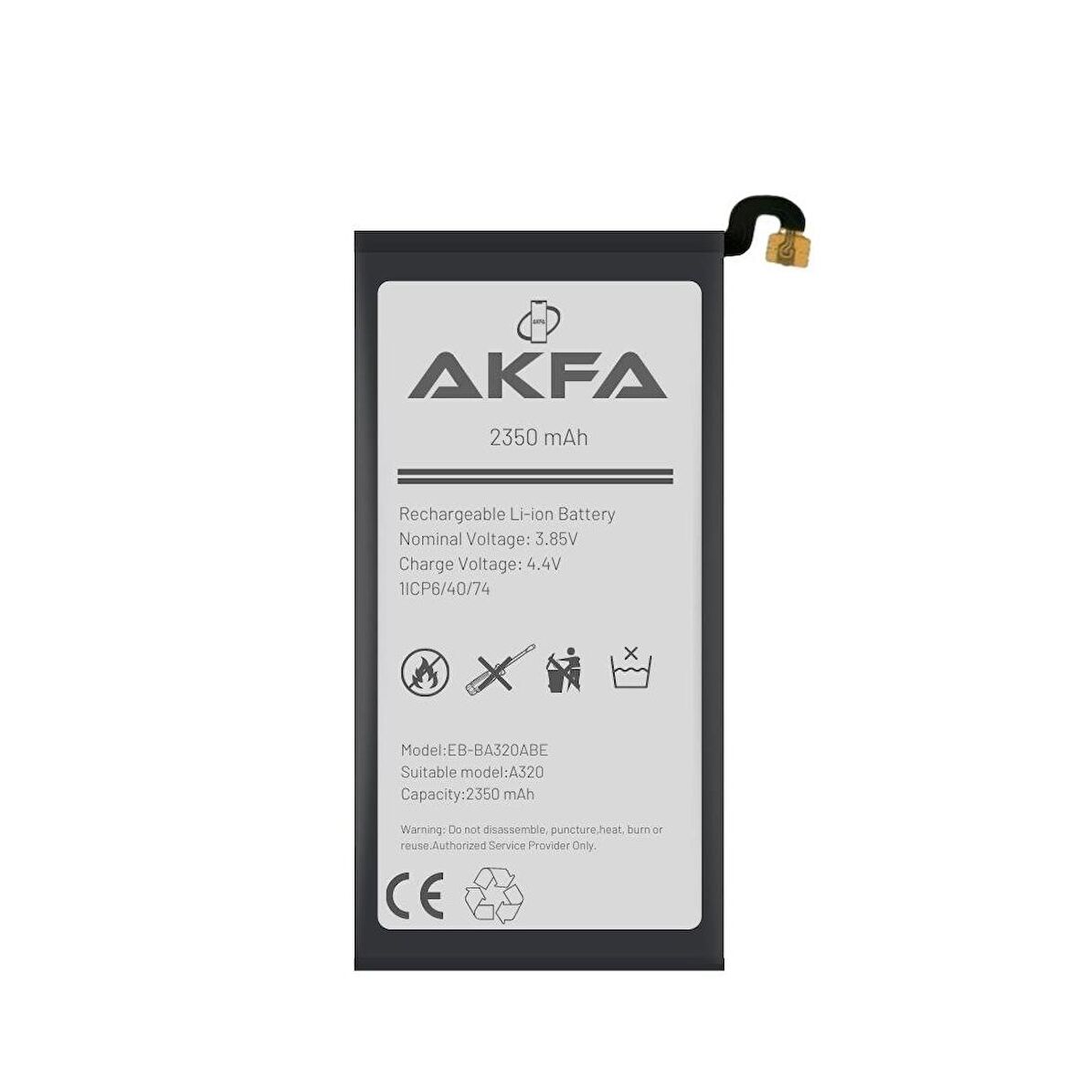 Samsung Galaxy A3 2017 A320 Akfa Batarya + Ekran Koruyucu Hediyeli