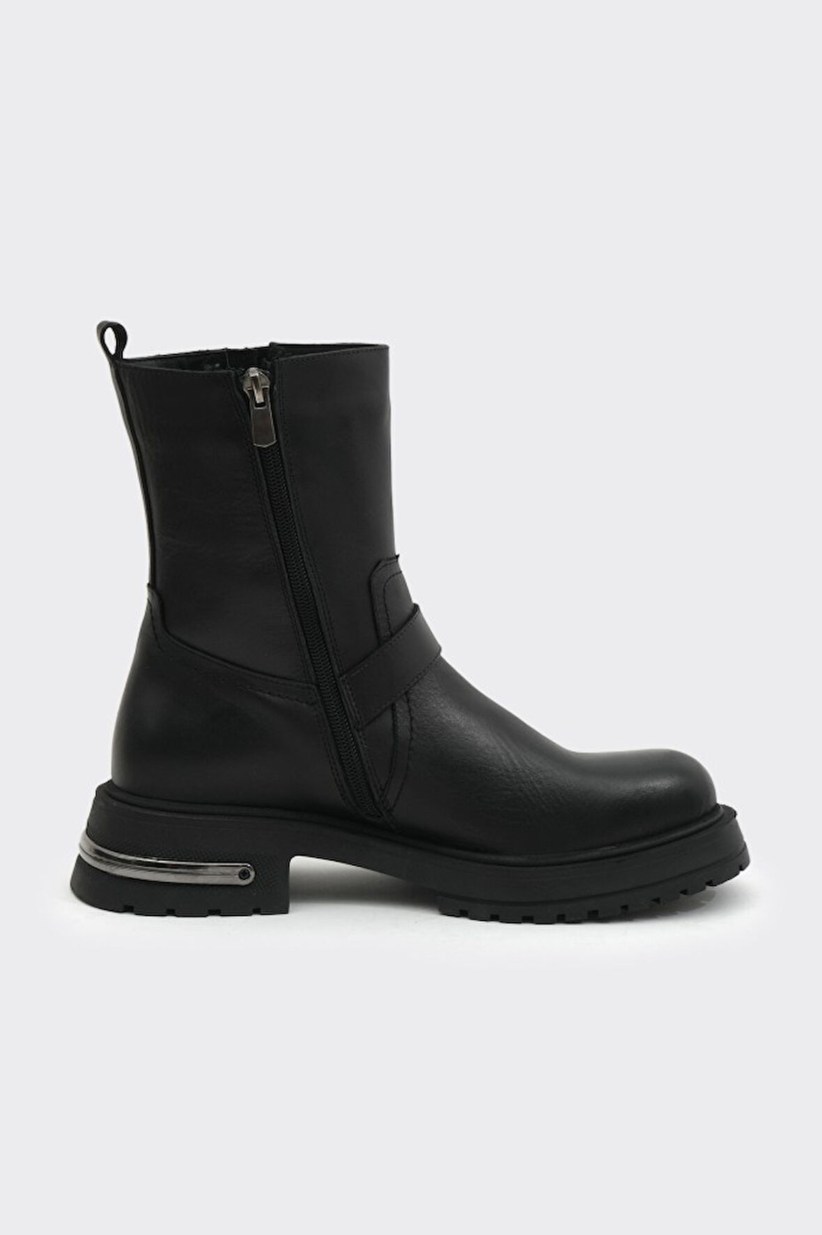 Hakiki Deri Fermuarlı Kadın Bot