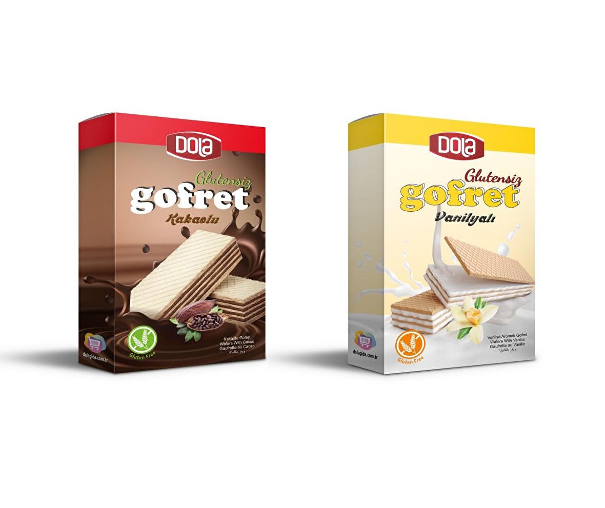 Dola Glutensiz Kakaolu ve Vanilyalı Gofret 100 gr 2 Adet Gluten Free