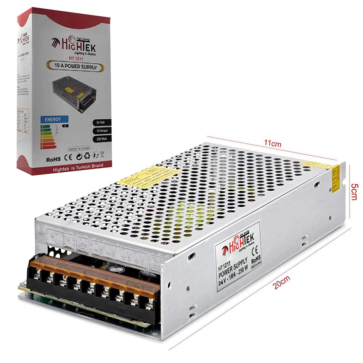 HIGHTEK HT-1211 Metal Kasa Adaptör 24 Volt 10 Amper