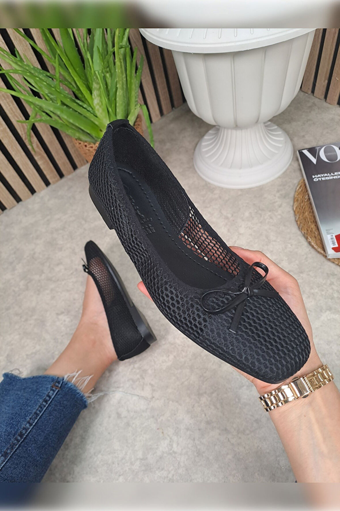 Günlük Kadın Babet Ayarlanabilir Tokalı Tek Bant Kısa Topuk Küt Burun Taşlı Ayakkabı 287