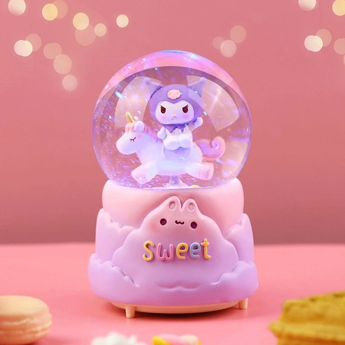 Kuromi Işıklı Müzikli Kar Küresi Orta Boy Model 1