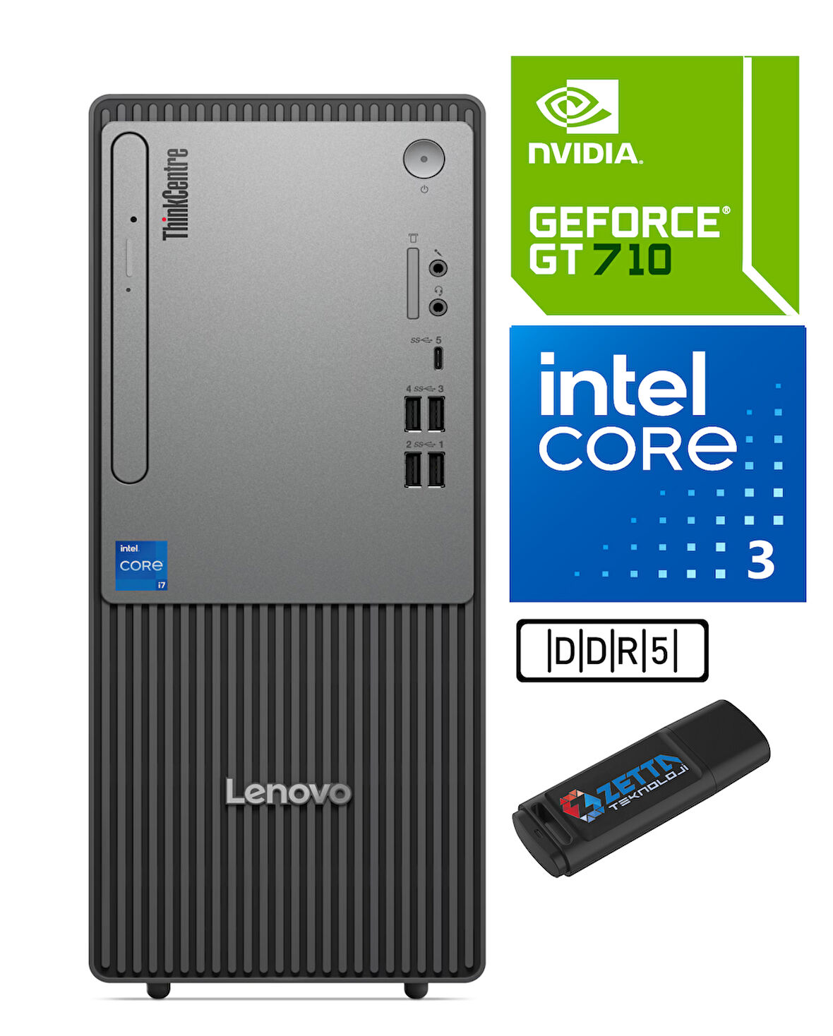 Lenovo Thinkcentre Neo 50T Gen 5 Intel Core I3-13100 32GB Ddr5 4tb SSD 2GB/GT710 WİN11H Masaüstü Blgisayar NEO12UB0009TRVH15+ZETTAUSBBELLEK