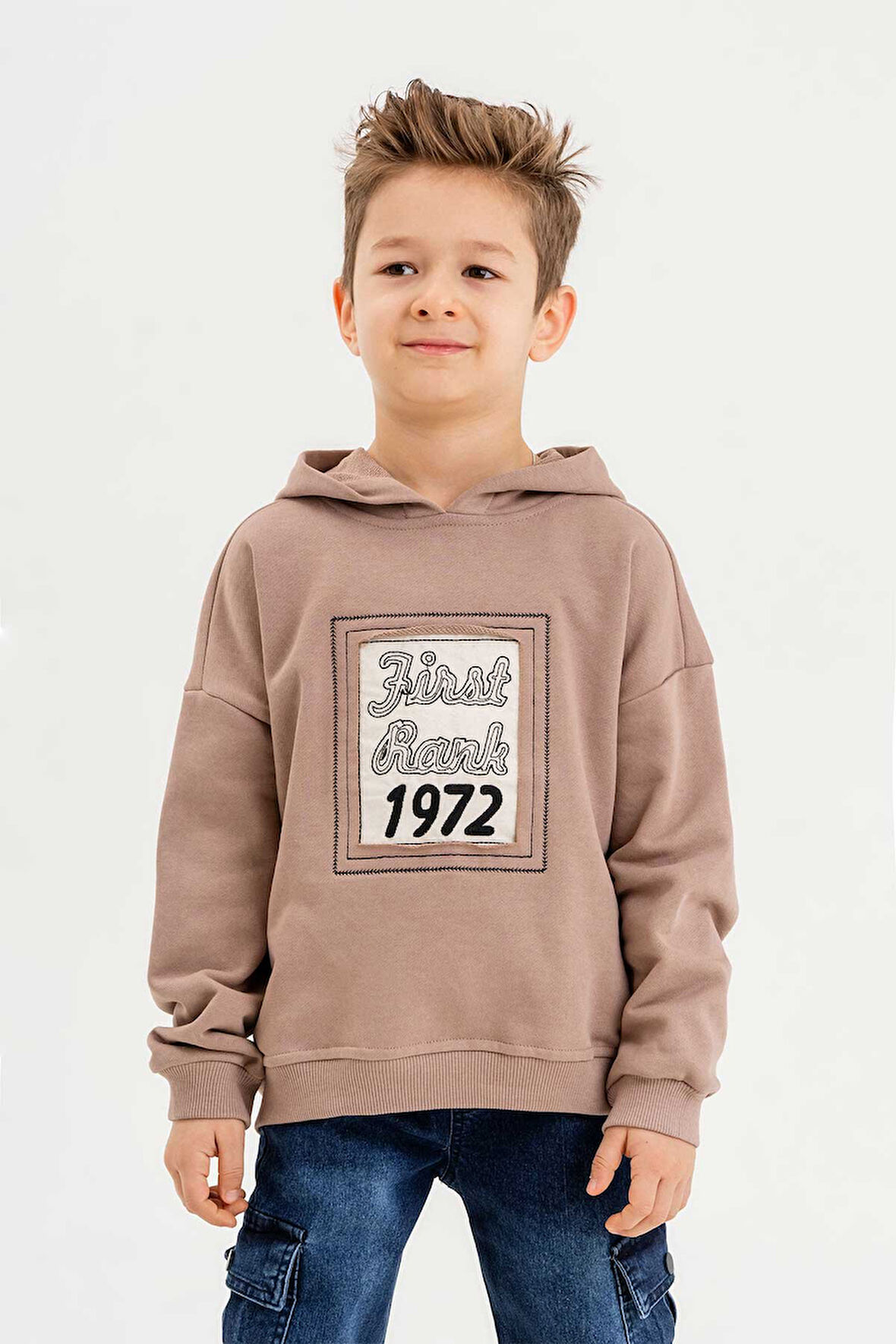 Kapüşonlu %100 Pamuk 3 İplik Erkek Çocuk Sweatshirt