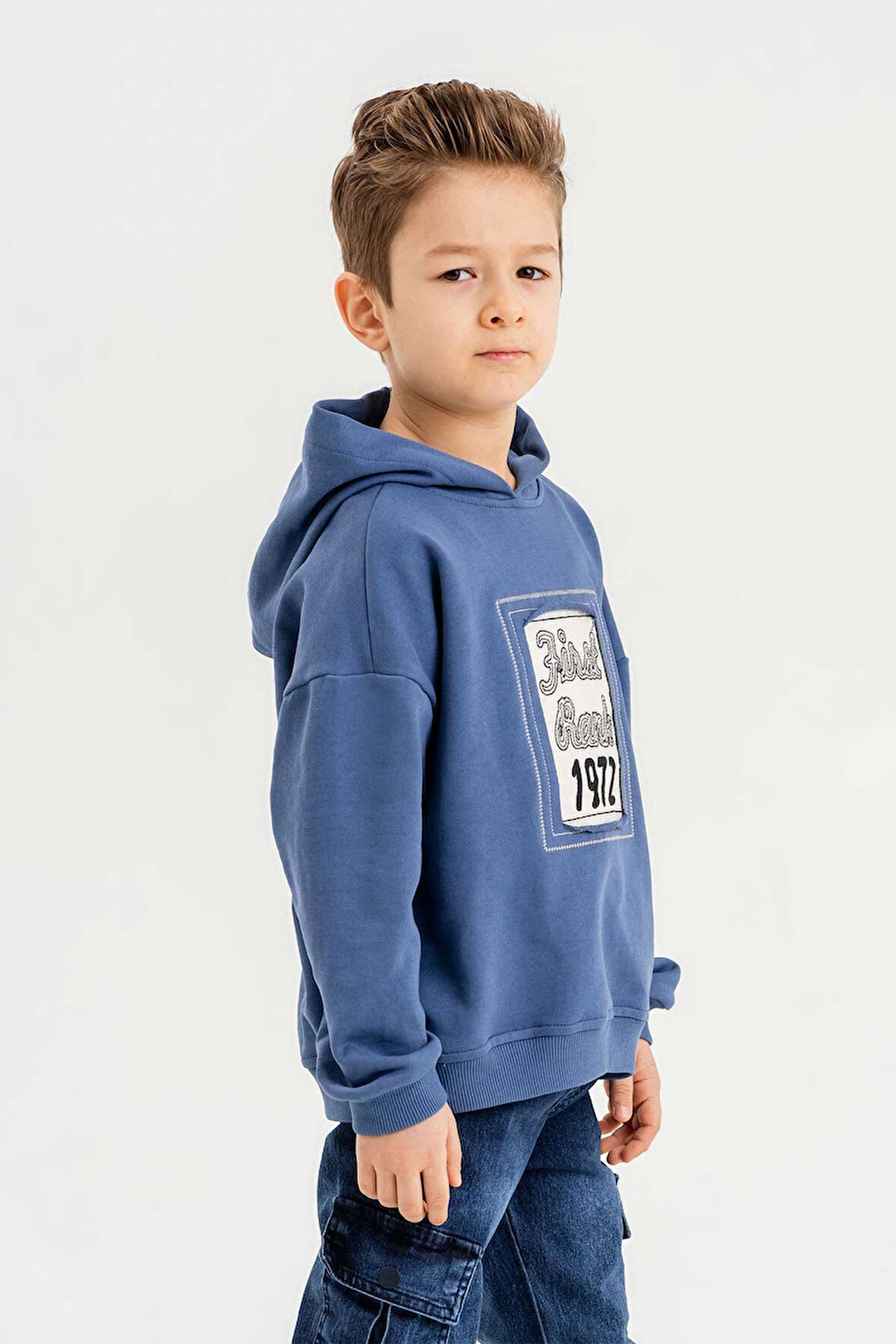 Kapüşonlu %100 Pamuk 3 İplik Erkek Çocuk Sweatshirt