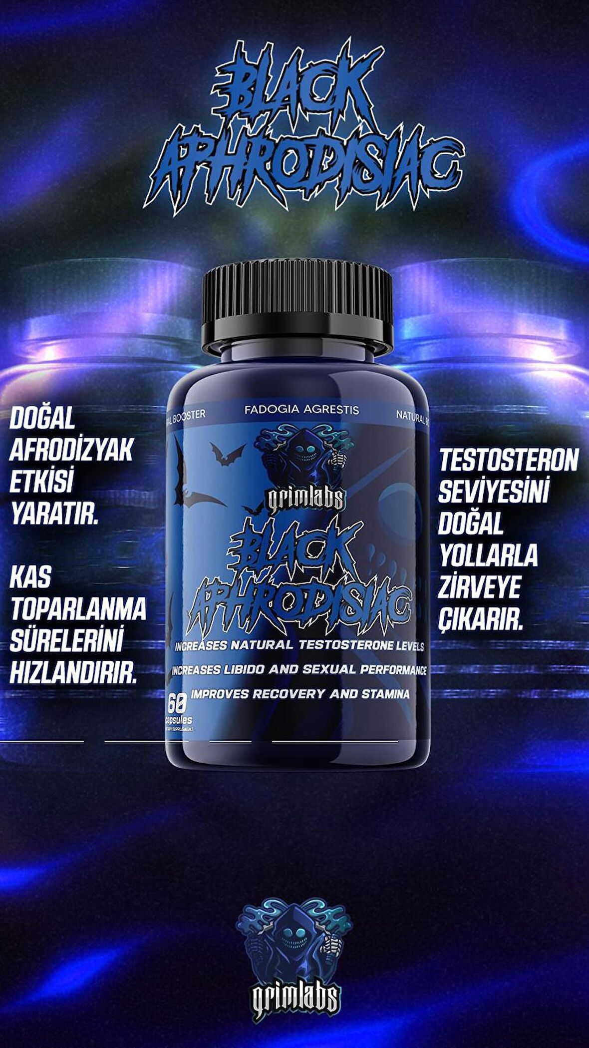 Grimlabs Black Aphrodisiac FADOGIA AGRESTIS 60 Kapsül - 10:1 600 MG