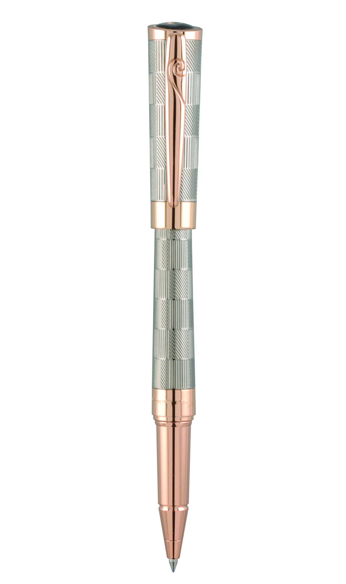 Lüks Rose Gold & Gümüş Desenli Metal Roller Kalem
