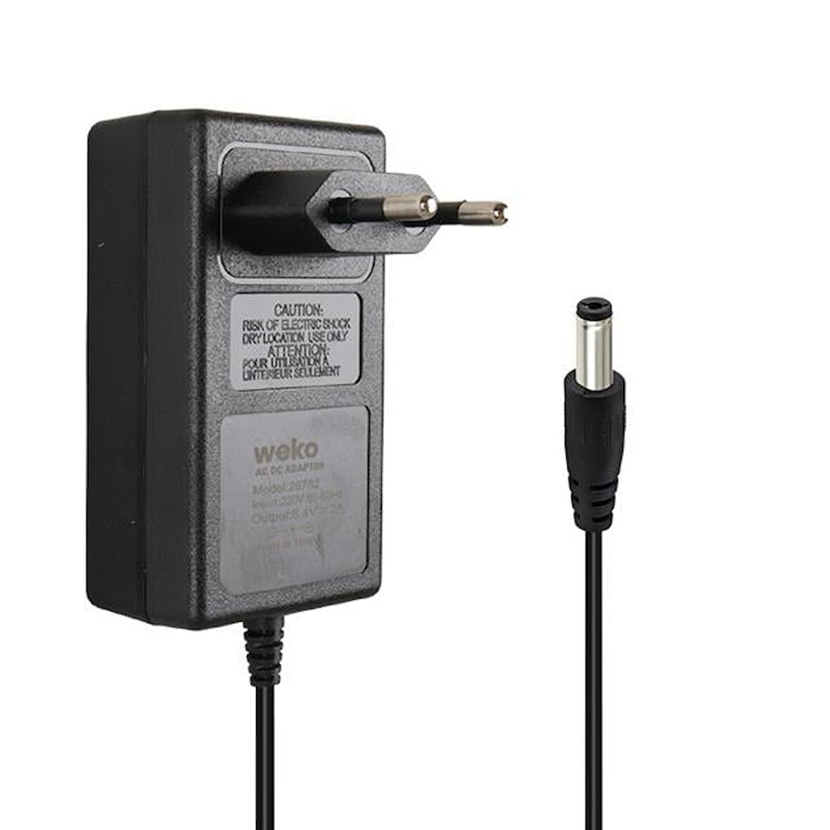 Weko 8.4 Volt - 2 Amper 5.5X2.5Mm Uçlu Priz Tip Kırmızı Yeşil Ledli Yerli Üretim Akü Şarj Adaptörü