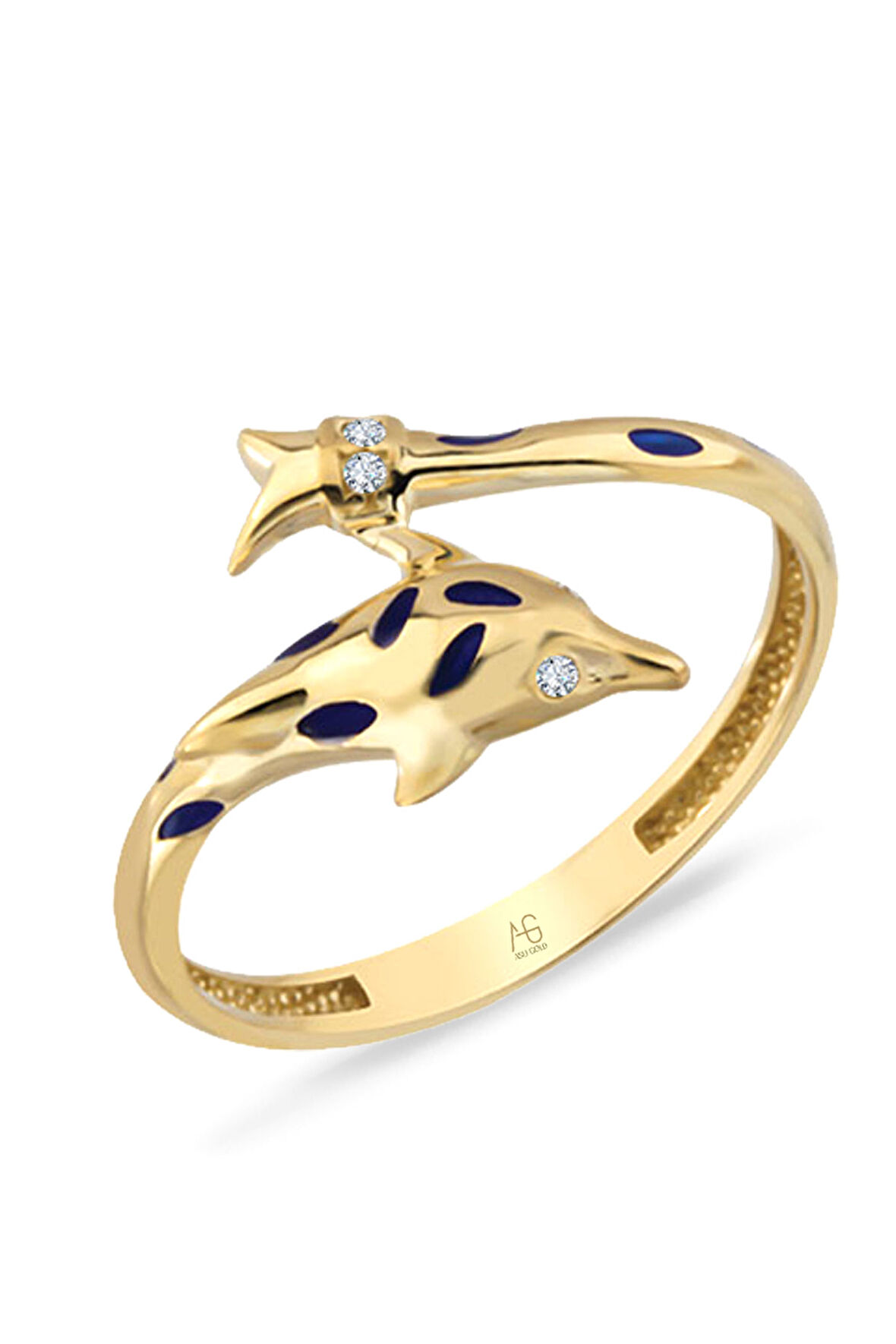 Mineli Altın Yunus Yüzük