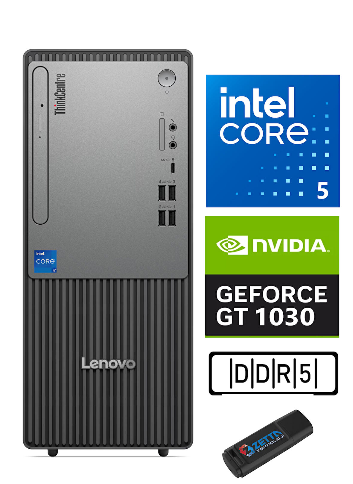 Lenovo Thinkcentre Neo 50T Gen 5 Intel Core I5 13400 48GB Ddr5 4tb SSD 4GB/GT1030 WİN11PRO Masaüstü Blgisayar NEO12UB000ETRGW20+ZETTAUSBBELLEK